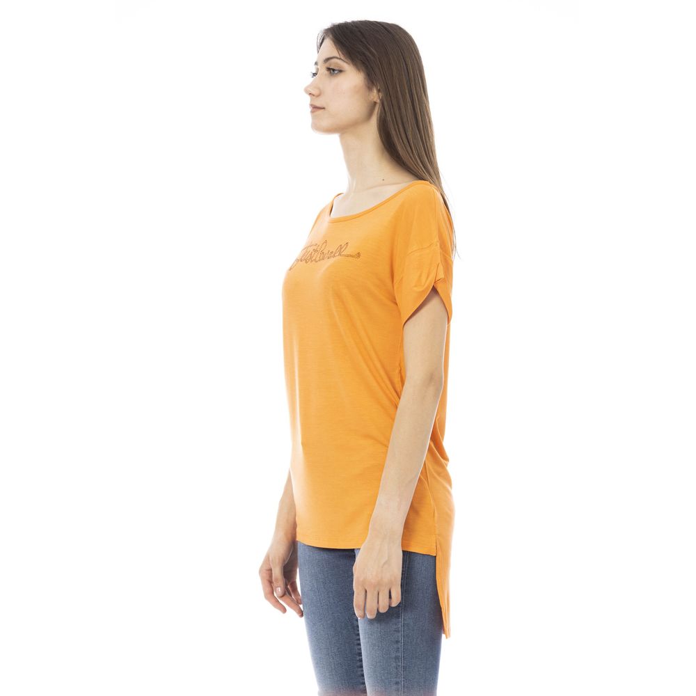 Памучна дамска тениска Just Cavalli Orange