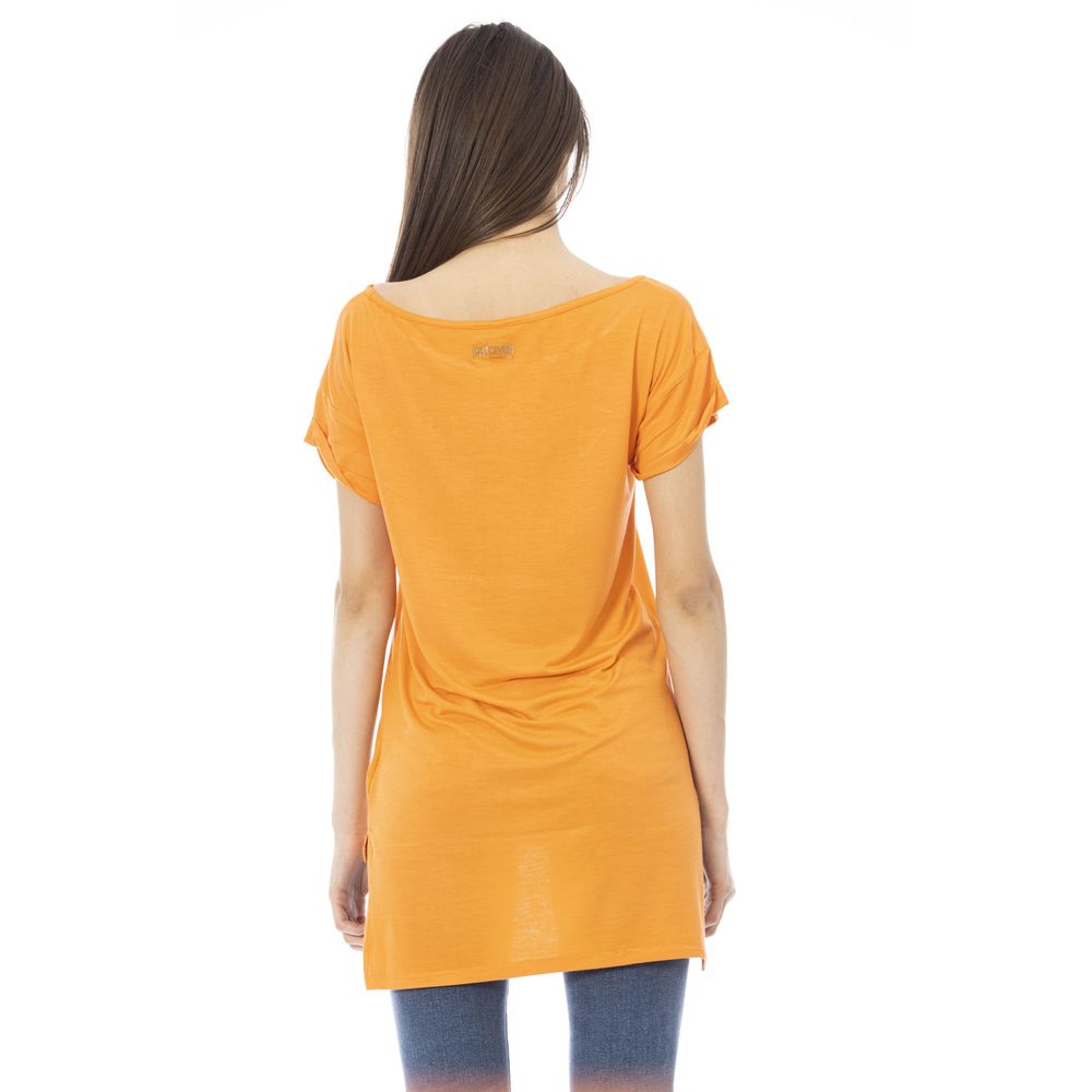 Памучна дамска тениска Just Cavalli Orange