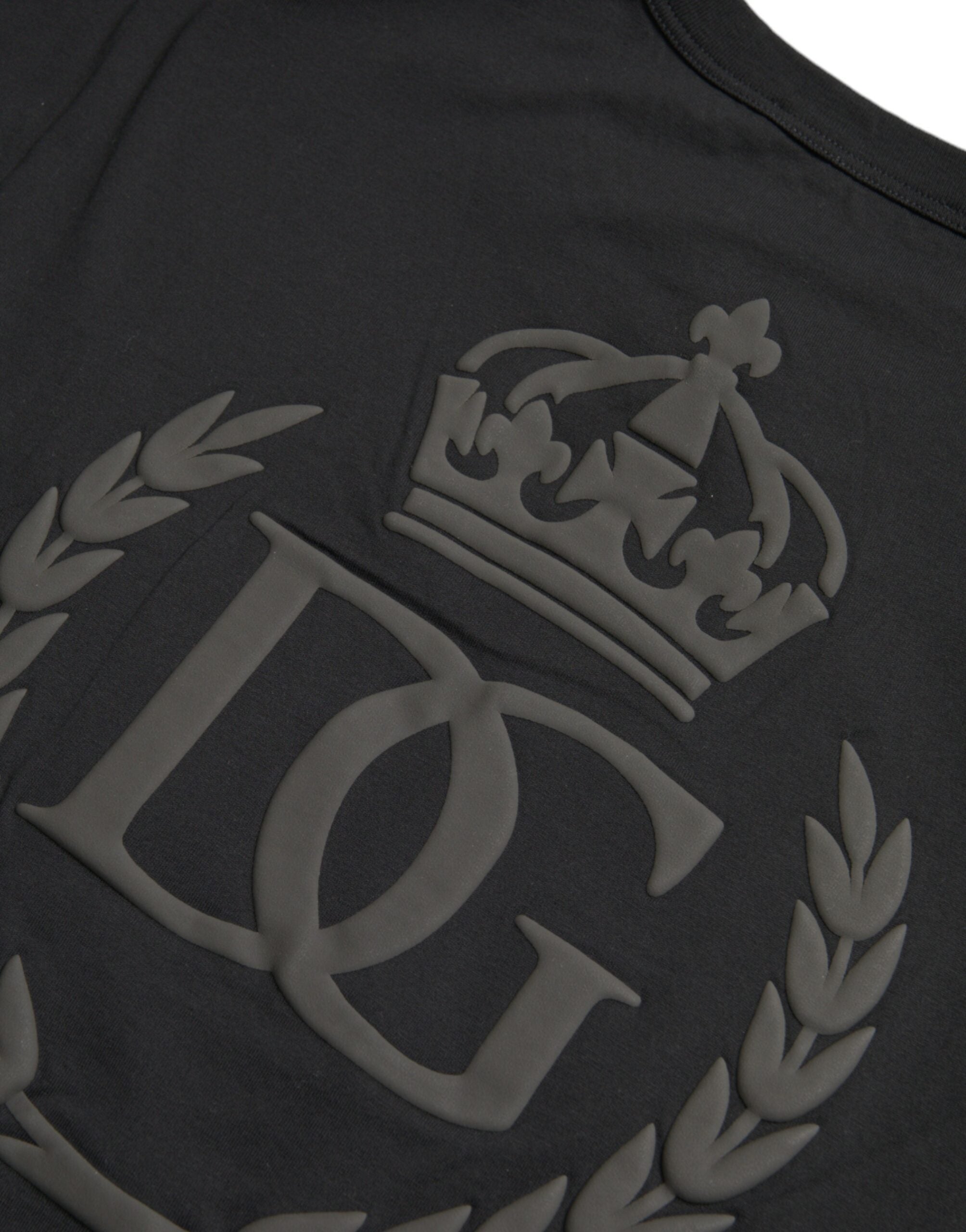 Мъжка черна тениска Dolce & Gabbana Logo Embossed Men T-shirt
