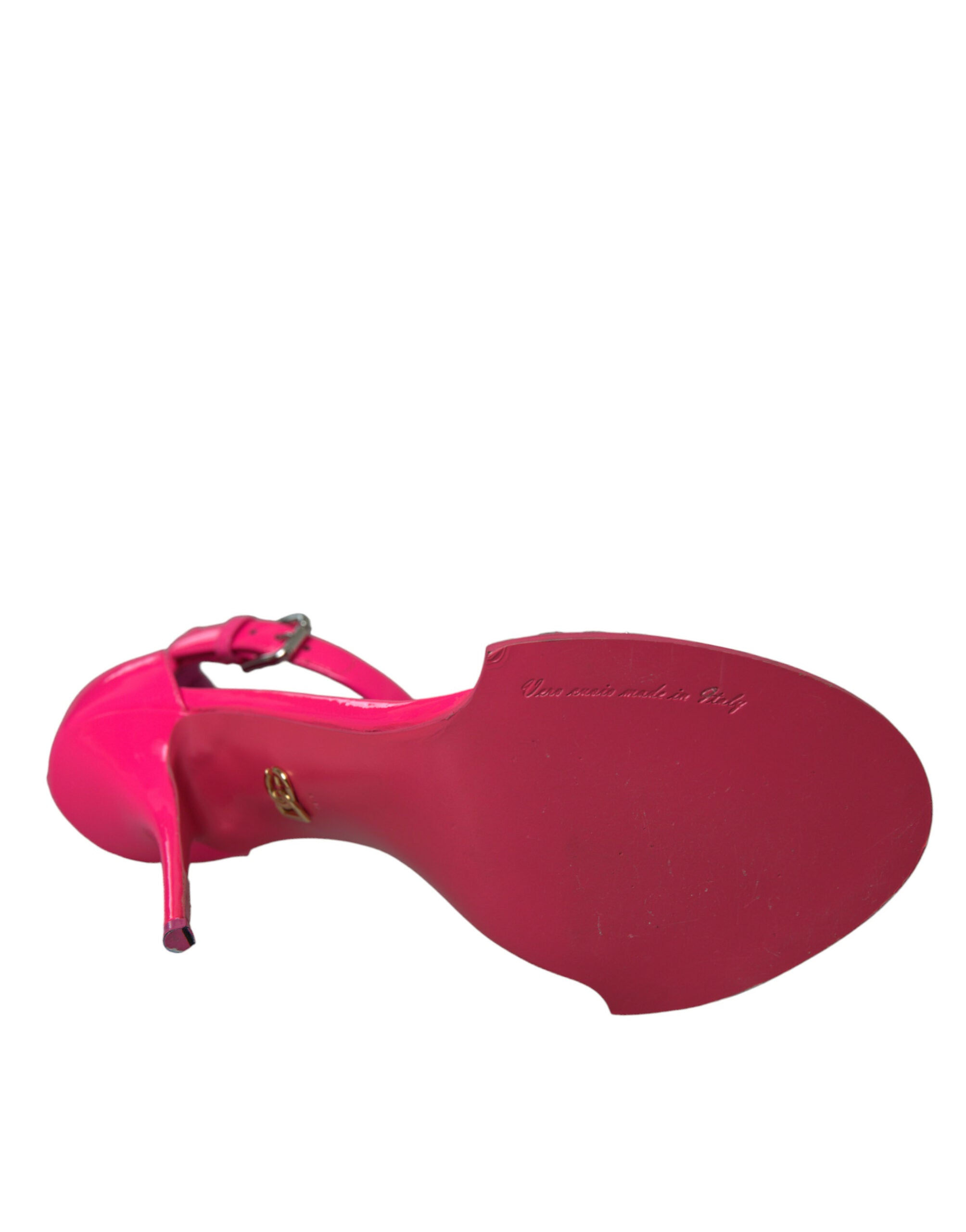 Dolce & Gabbana Розови кожени сандали на токчета с кристални обувки