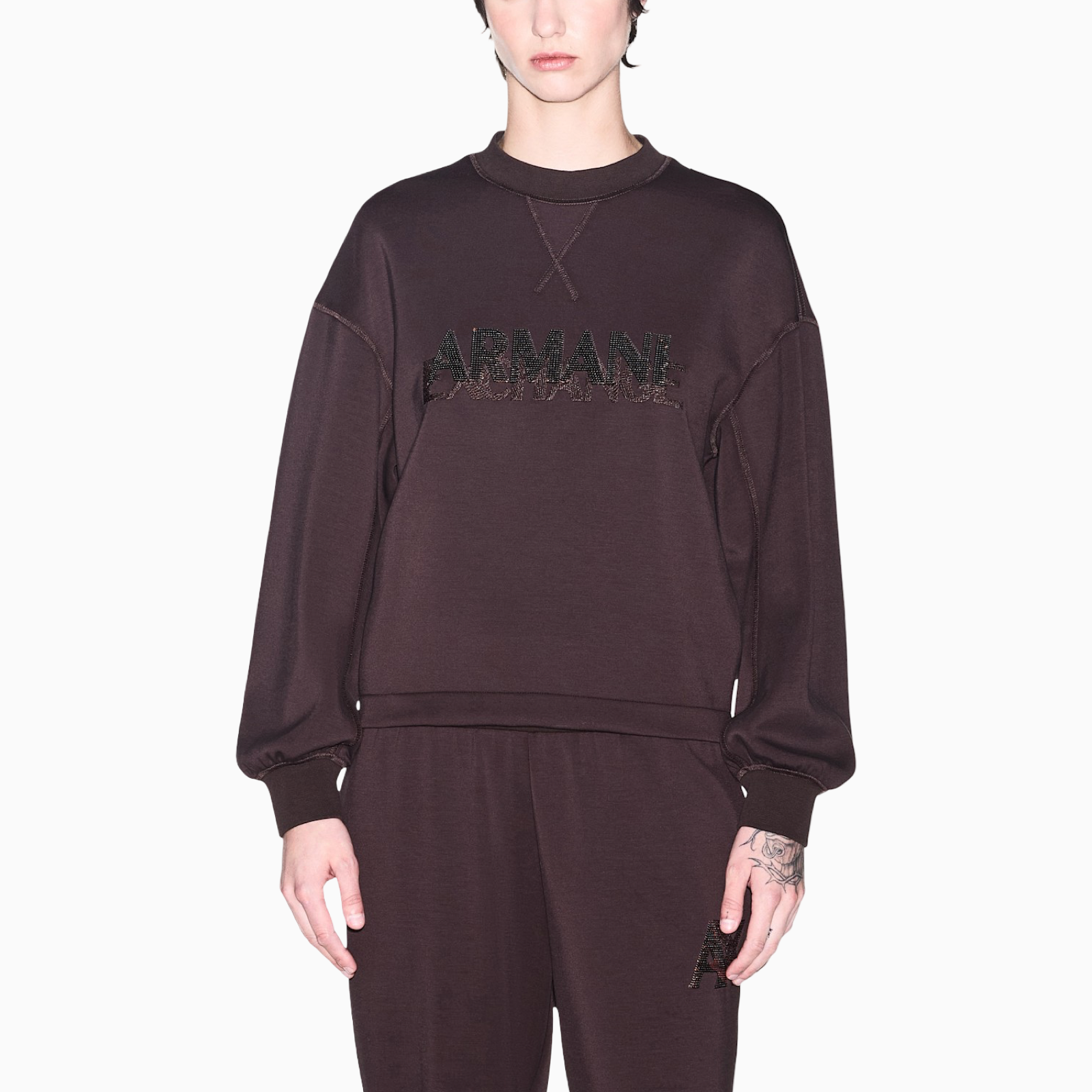 Дамски кафяв суичър Armani Exchange Women Sweatshirt XW002397 AF13397 U6032 Front View