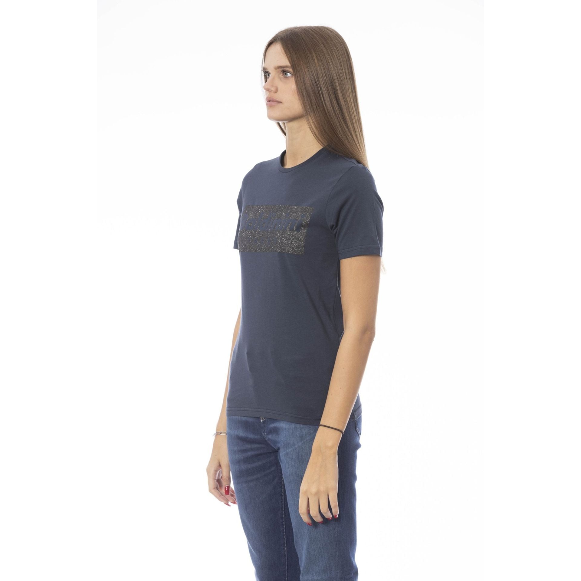 Дамска памучна тениска в тъмносиньо Women’s t-shirt Baldinini Trend
TSD07 MANTOVA BLU1-4 angled view