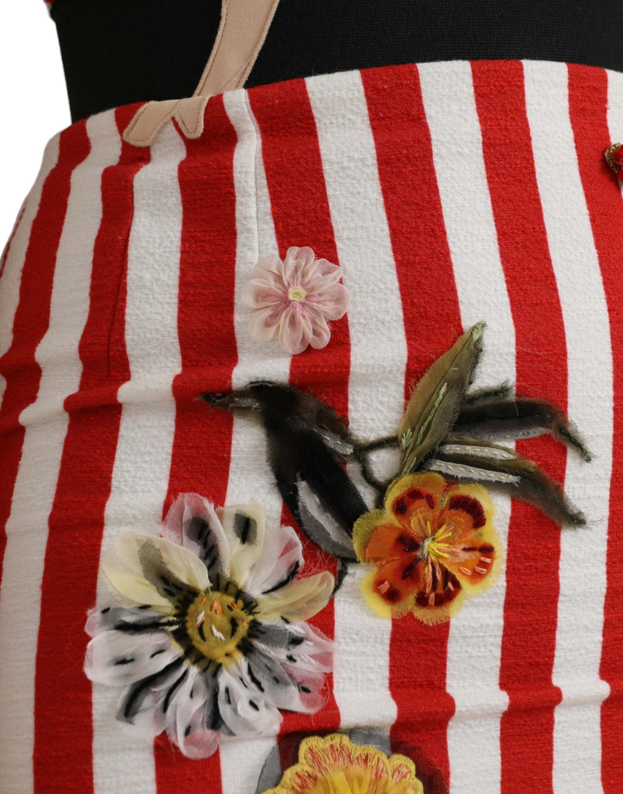 Червена бяла миди рокля без ръкави с флорални мотиви Dolce & Gabbana