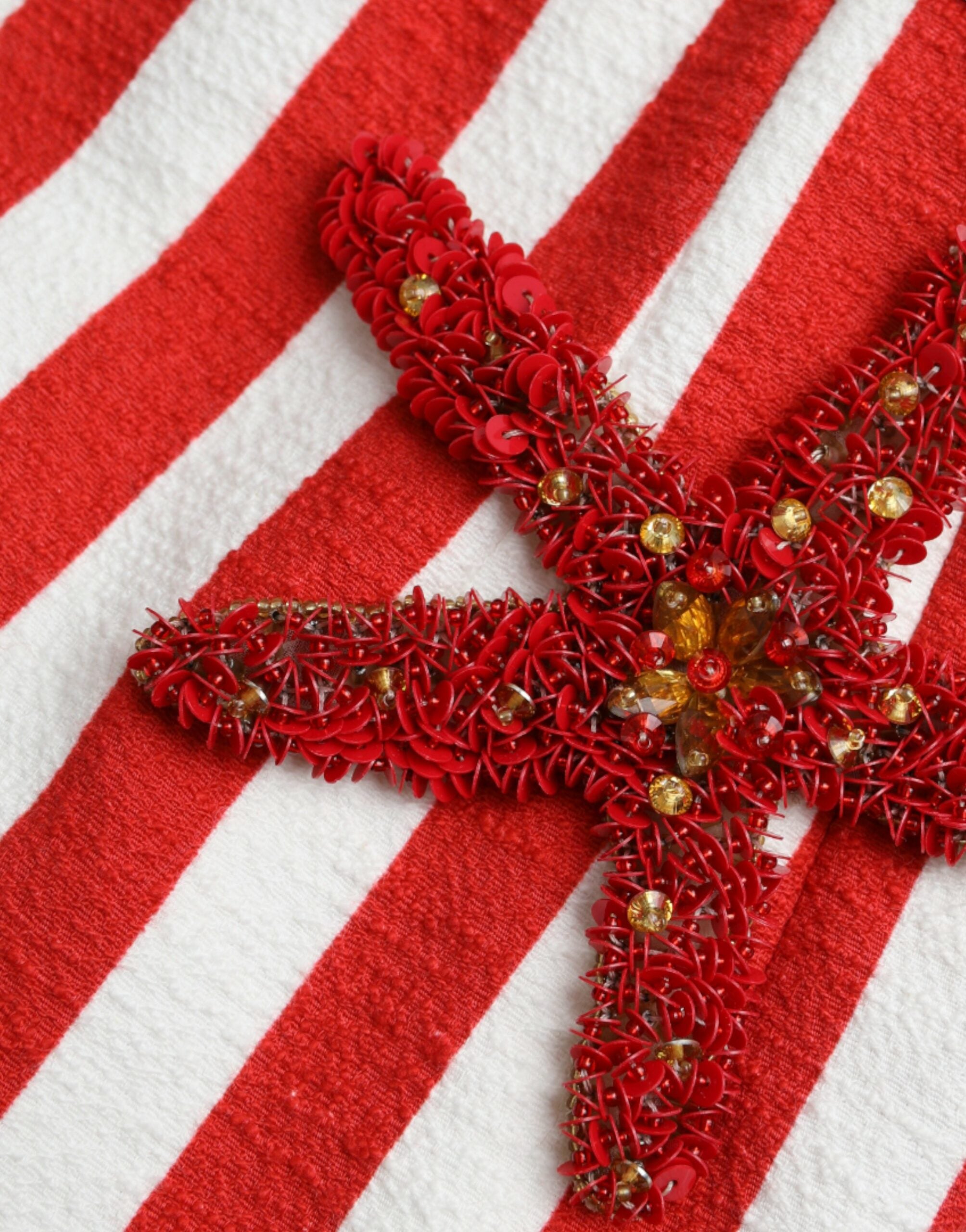 Червена бяла миди рокля без ръкави с флорални мотиви Dolce & Gabbana