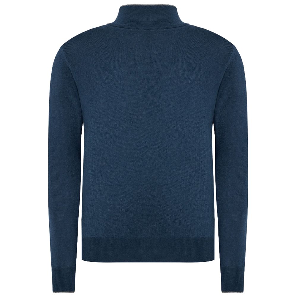 Мъжки пуловер с цип Men’s sweater La Martina Dark Blue back view
