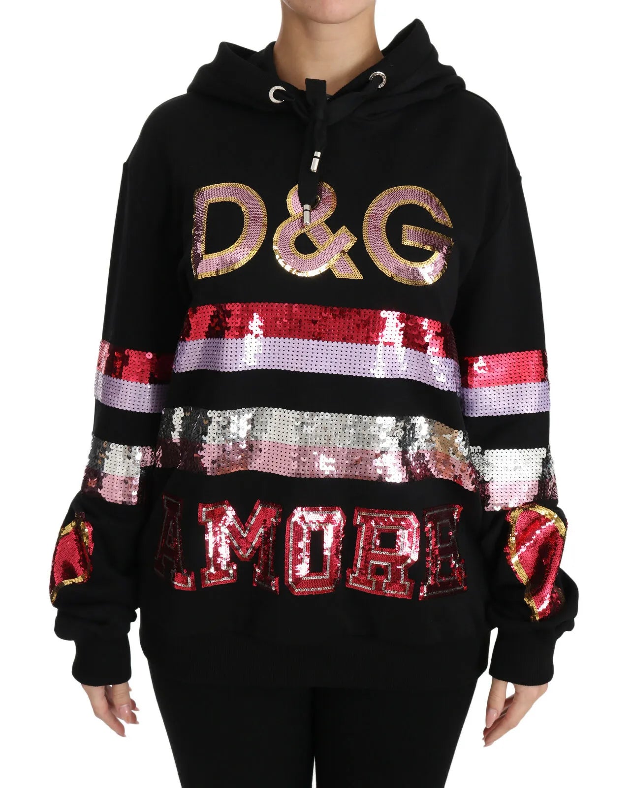 Пуловер с качулка и пайети Dolce & Gabbana DG