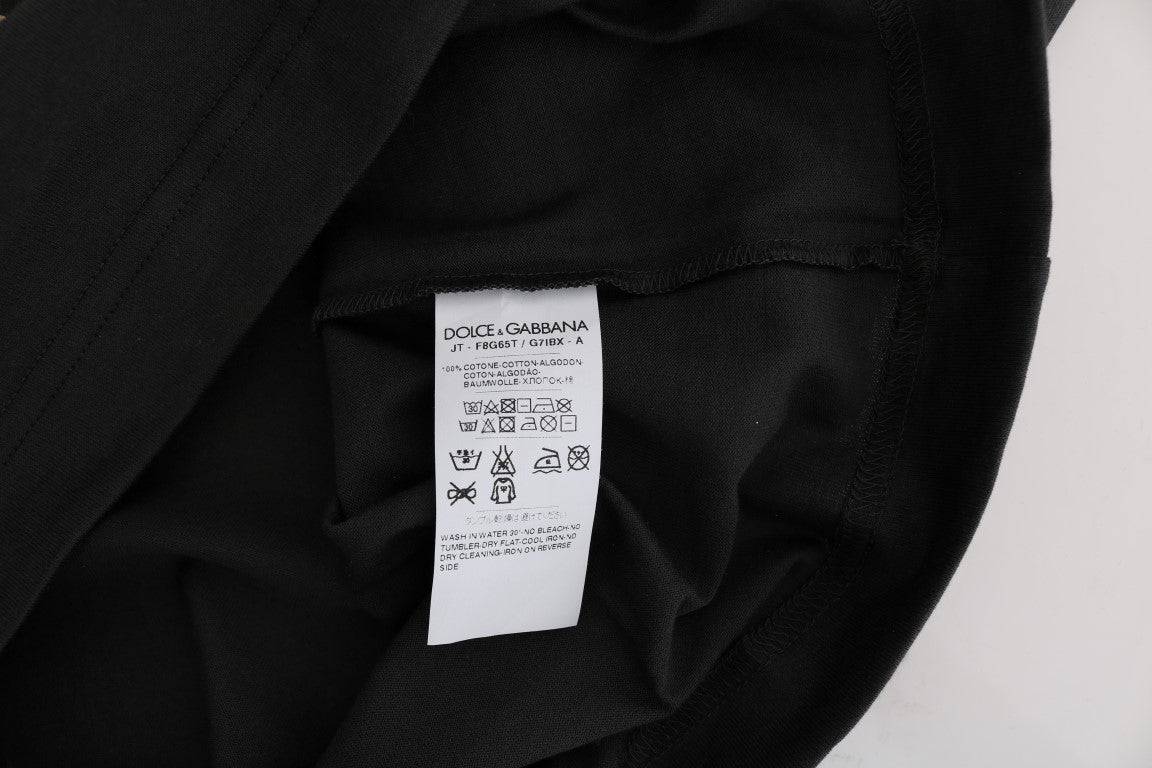 Елегантна сива памучна тениска Dolce & Gabbana с изключителен принт