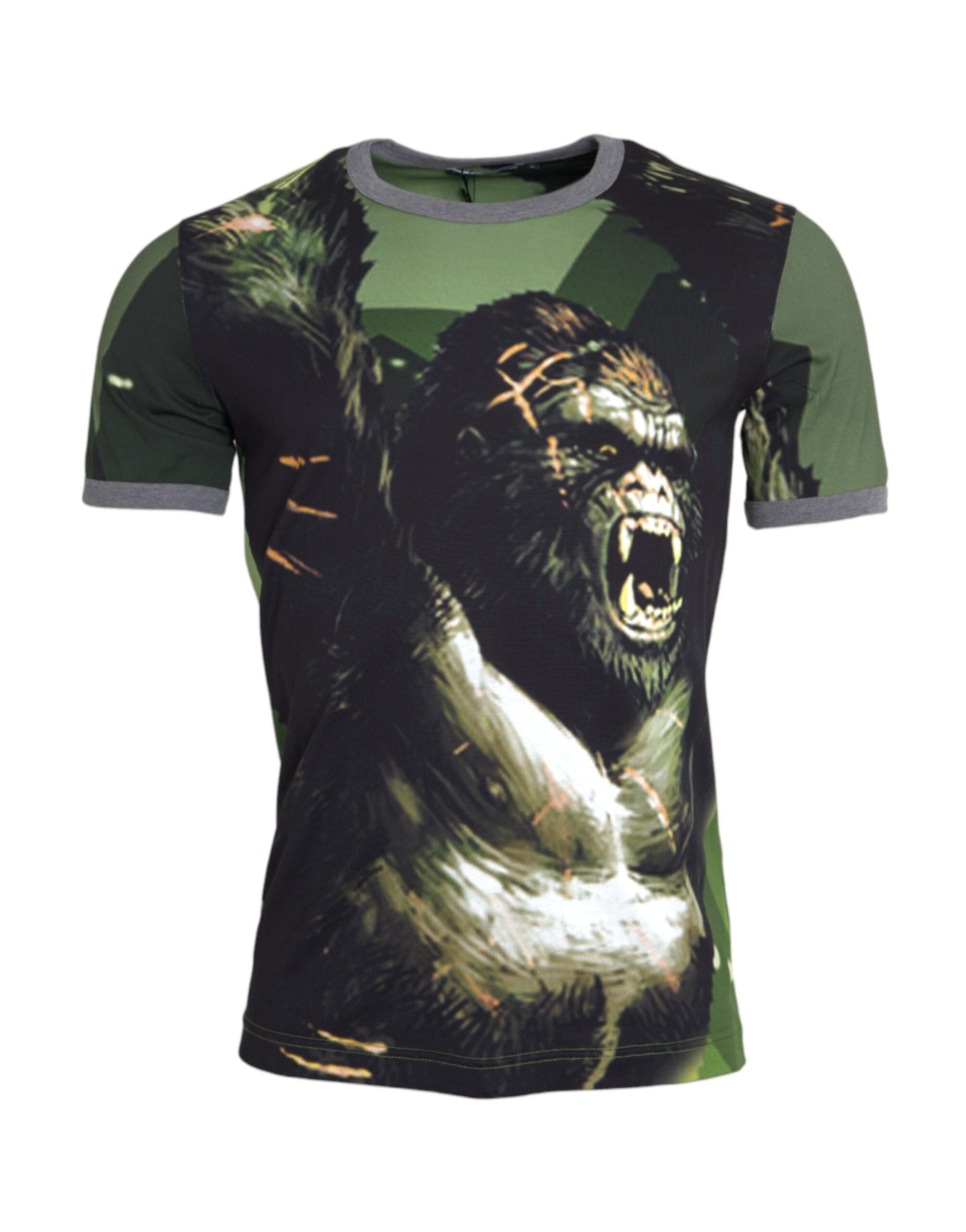 Памучна тениска с къси ръкави Dolce & Gabbana Green Gorilla