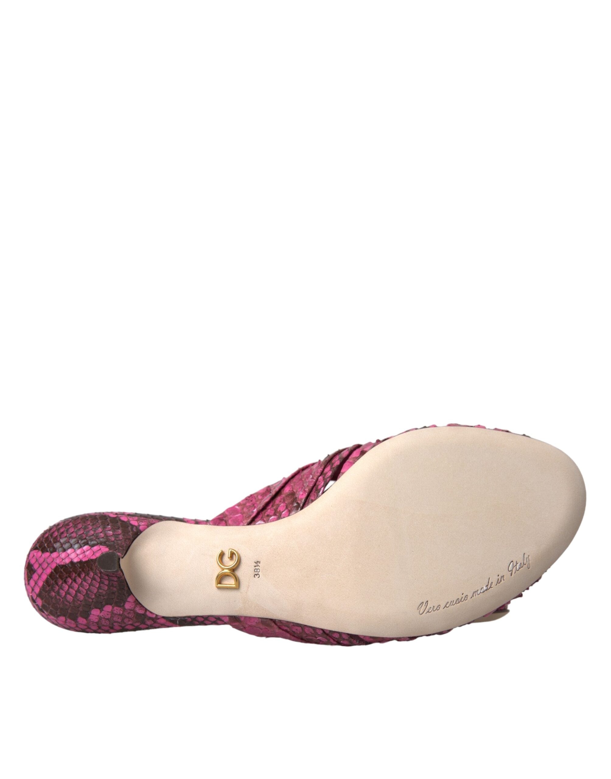 Dolce & Gabbana розови екзотични кожени обувки с пързалки с котешки ток