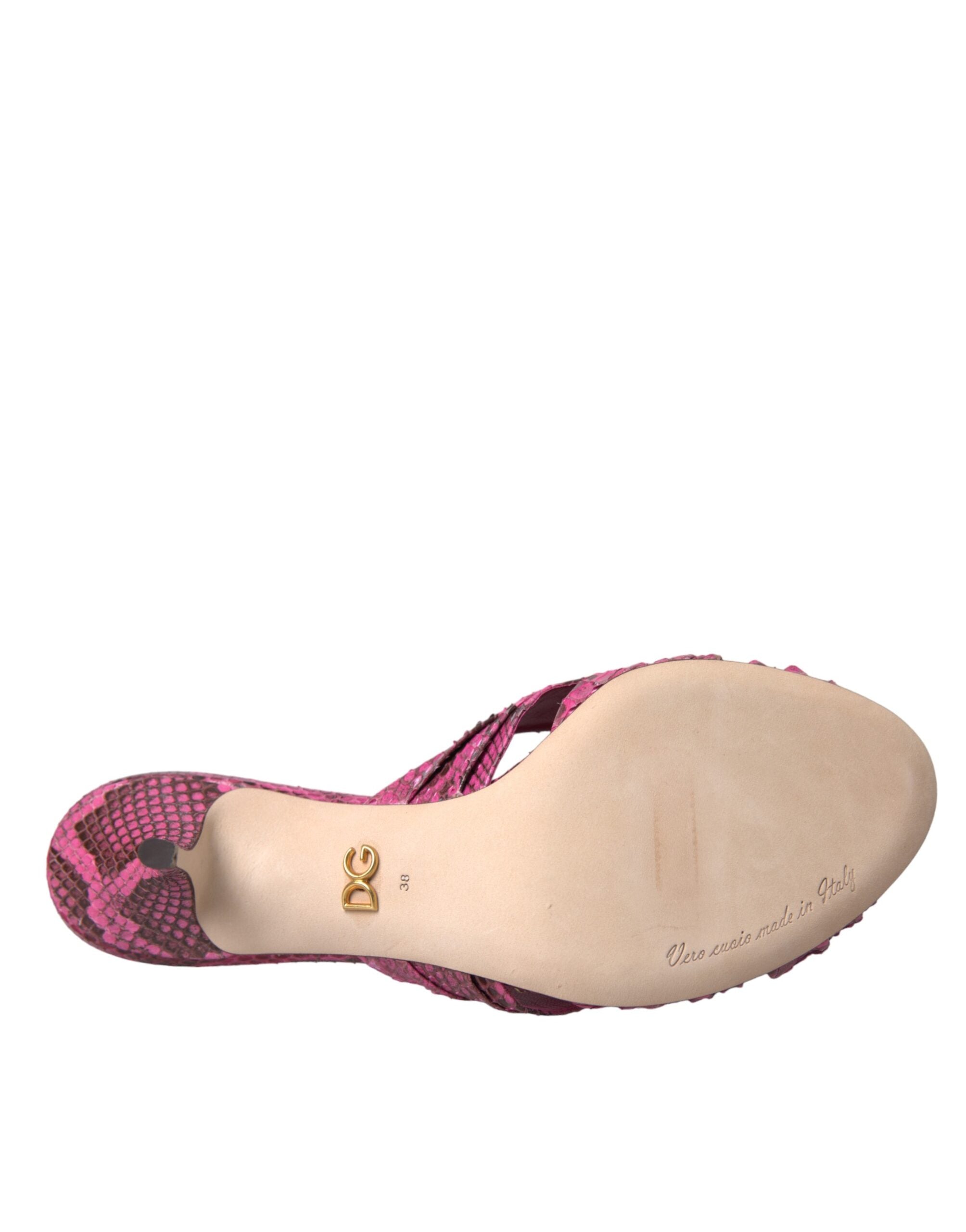 Dolce & Gabbana розови екзотични кожени обувки с пързалки с котешки ток