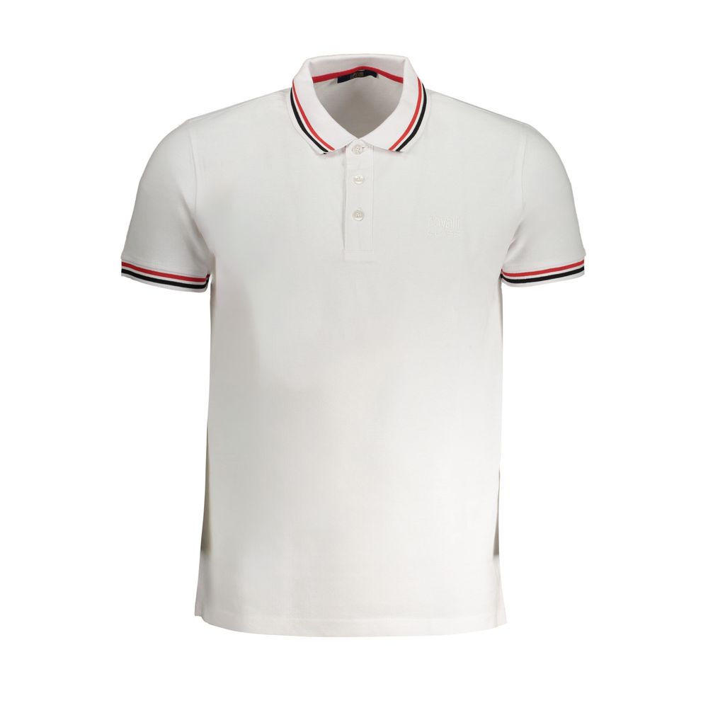 Мъжка поло тениска в бяло Men's polo Cavalli Class QXT64X KB002 00053 White Front view