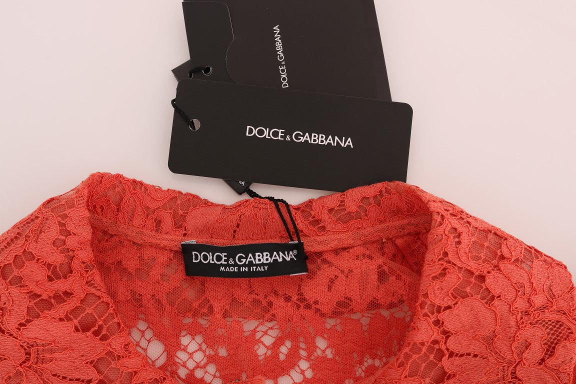 Dolce & Gabbana Елегантна оранжева дантелена кристална жилетка с флорални мотиви