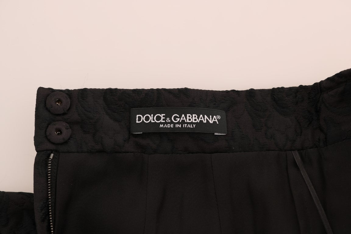 Dolce & Gabbana Елегантна черна жакардова пола с А-силует на цветя