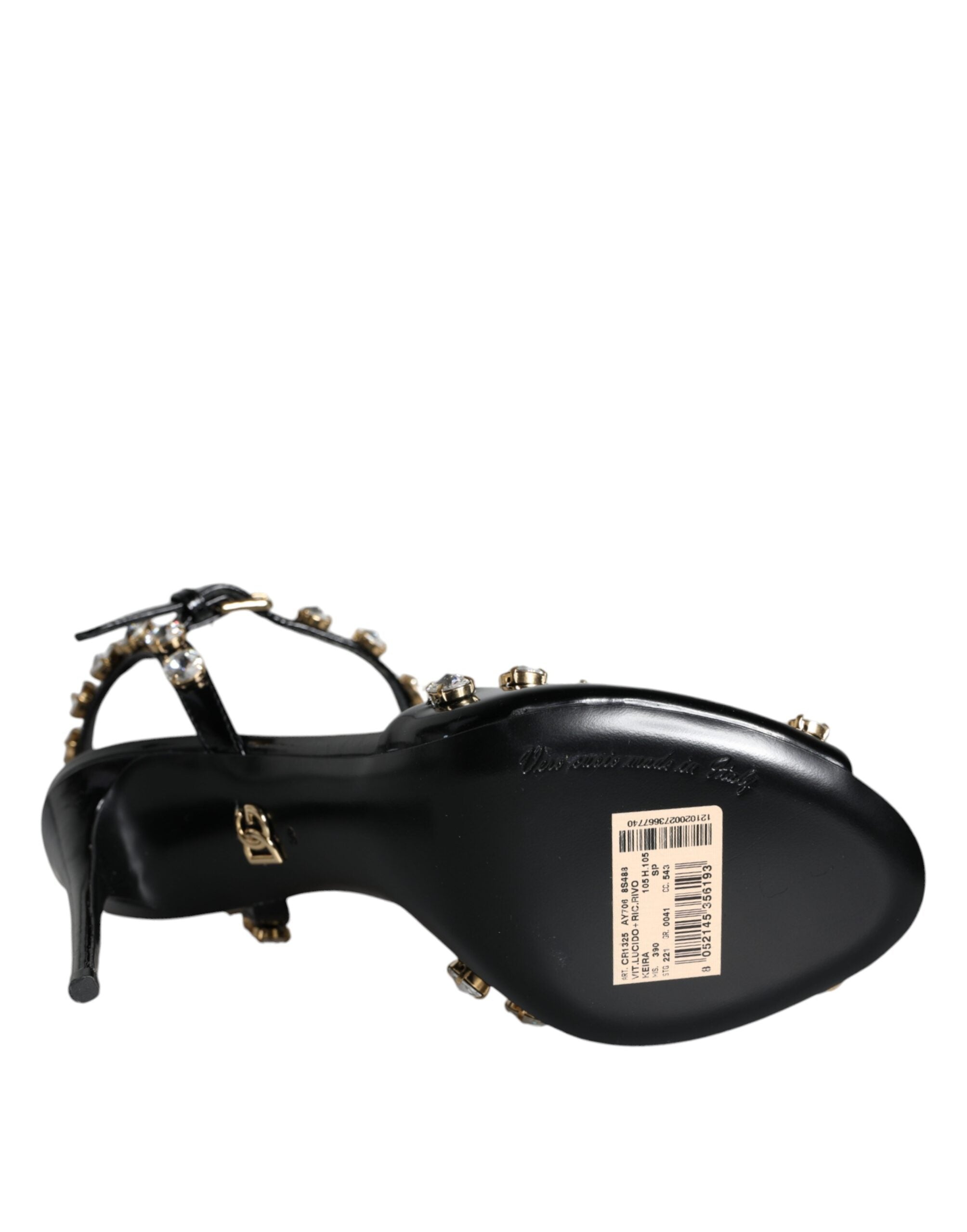 Черни кожени сандали с каишка на глезена Dolce & Gabbana