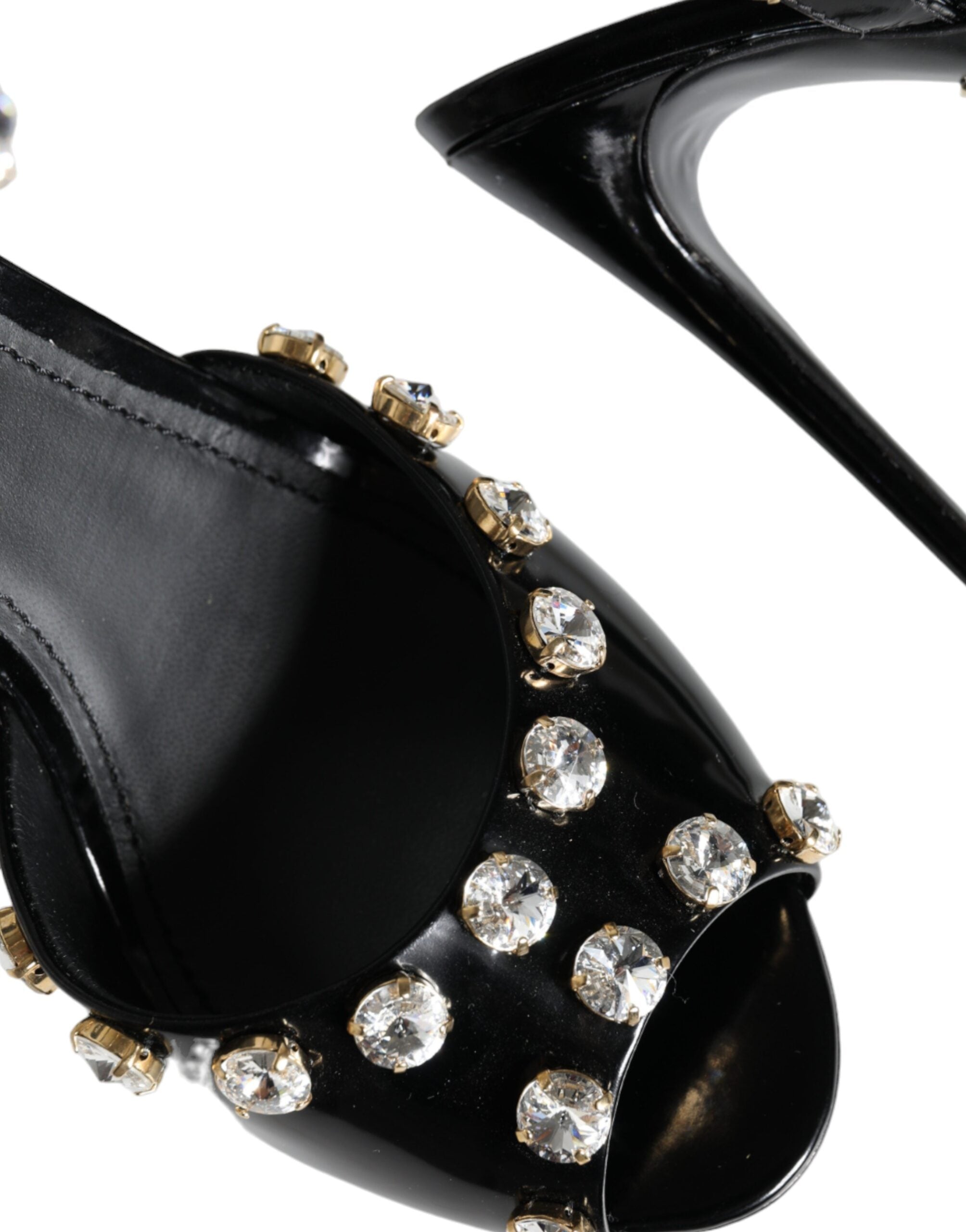 Черни кожени сандали с каишка на глезена Dolce & Gabbana