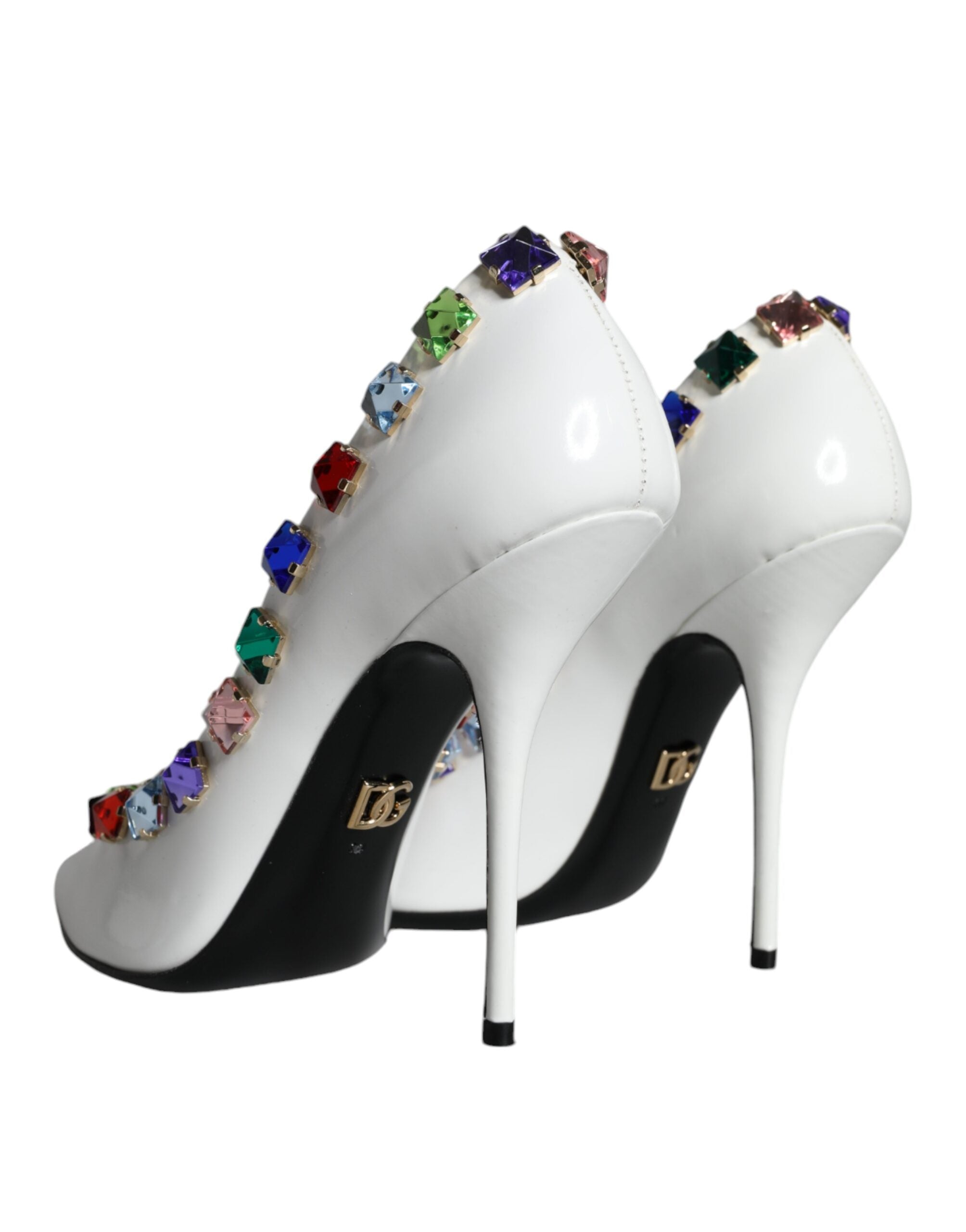 Dolce & Gabbana Бели кристали Кожени обувки с високи токчета Помпи