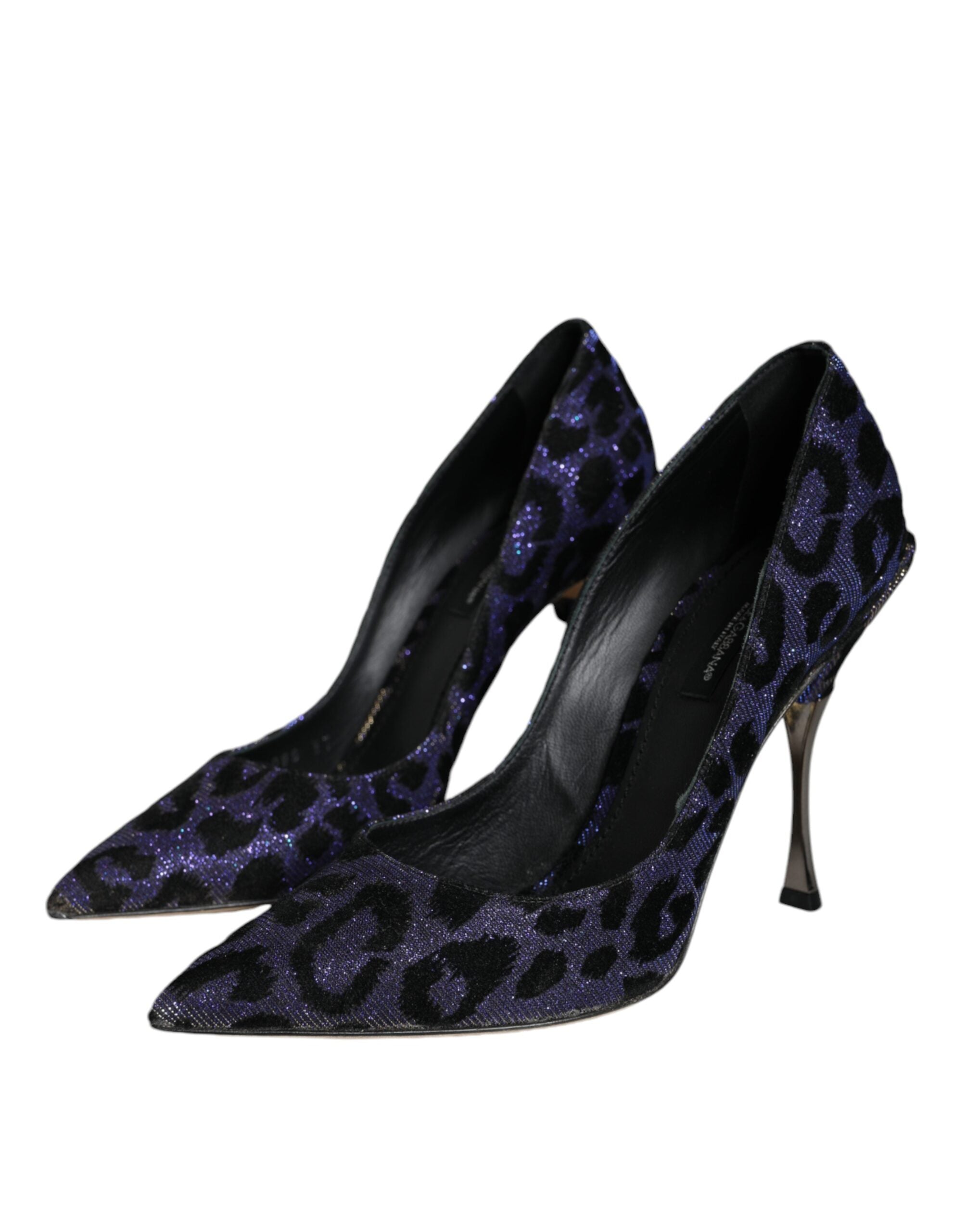 Dolce & Gabbana Violet Leopard Lurex Обувки с високи токчета