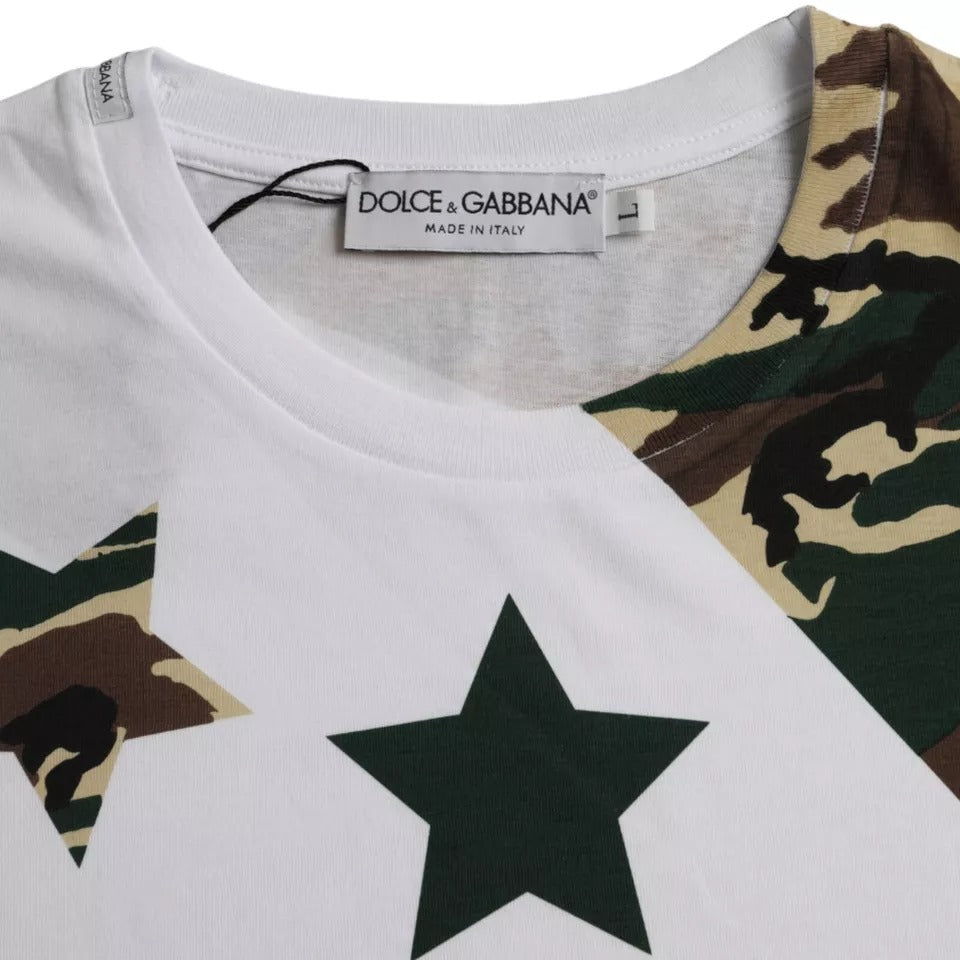 Мъжка тениска Dolce & Gabbana с бяла камуфлажна звезда и кръгло деколте