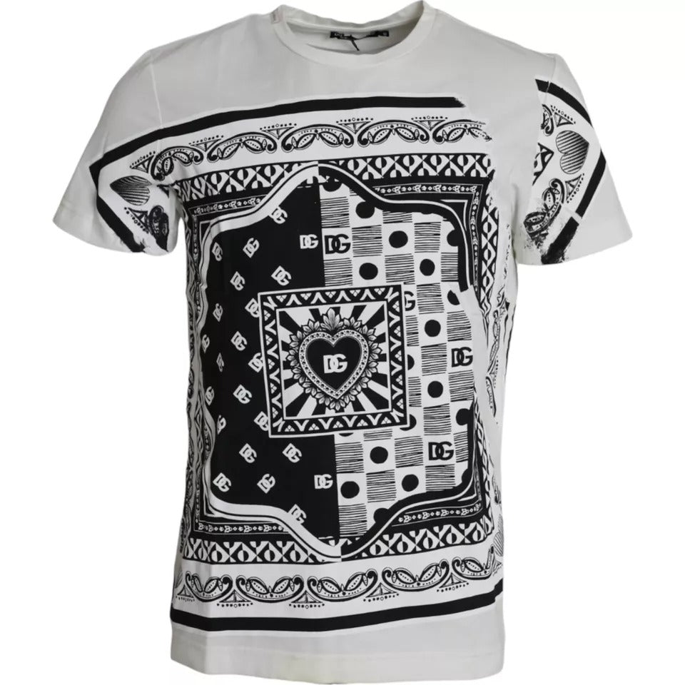 Мъжка тениска с щампа с бяла бандана и къси ръкави на Dolce & Gabbana