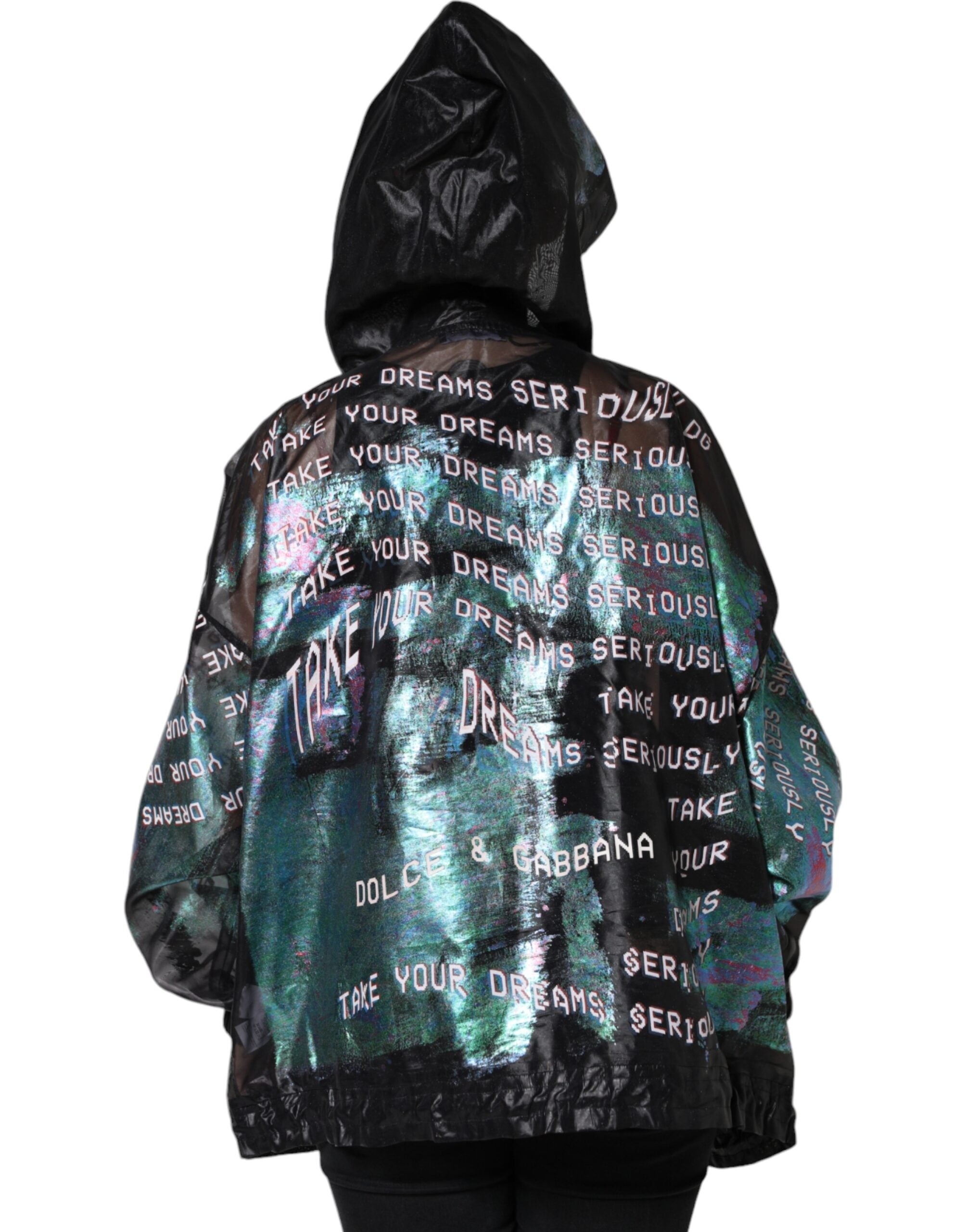 Многоцветен пуловер с качулка с принт Dolce & Gabbana