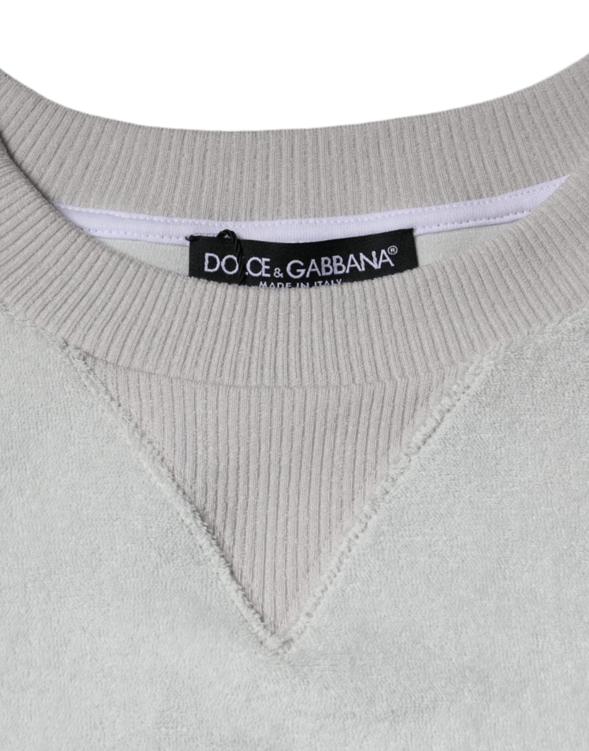 Dolce & Gabbana бял найлонов еластичен пуловер с деколте