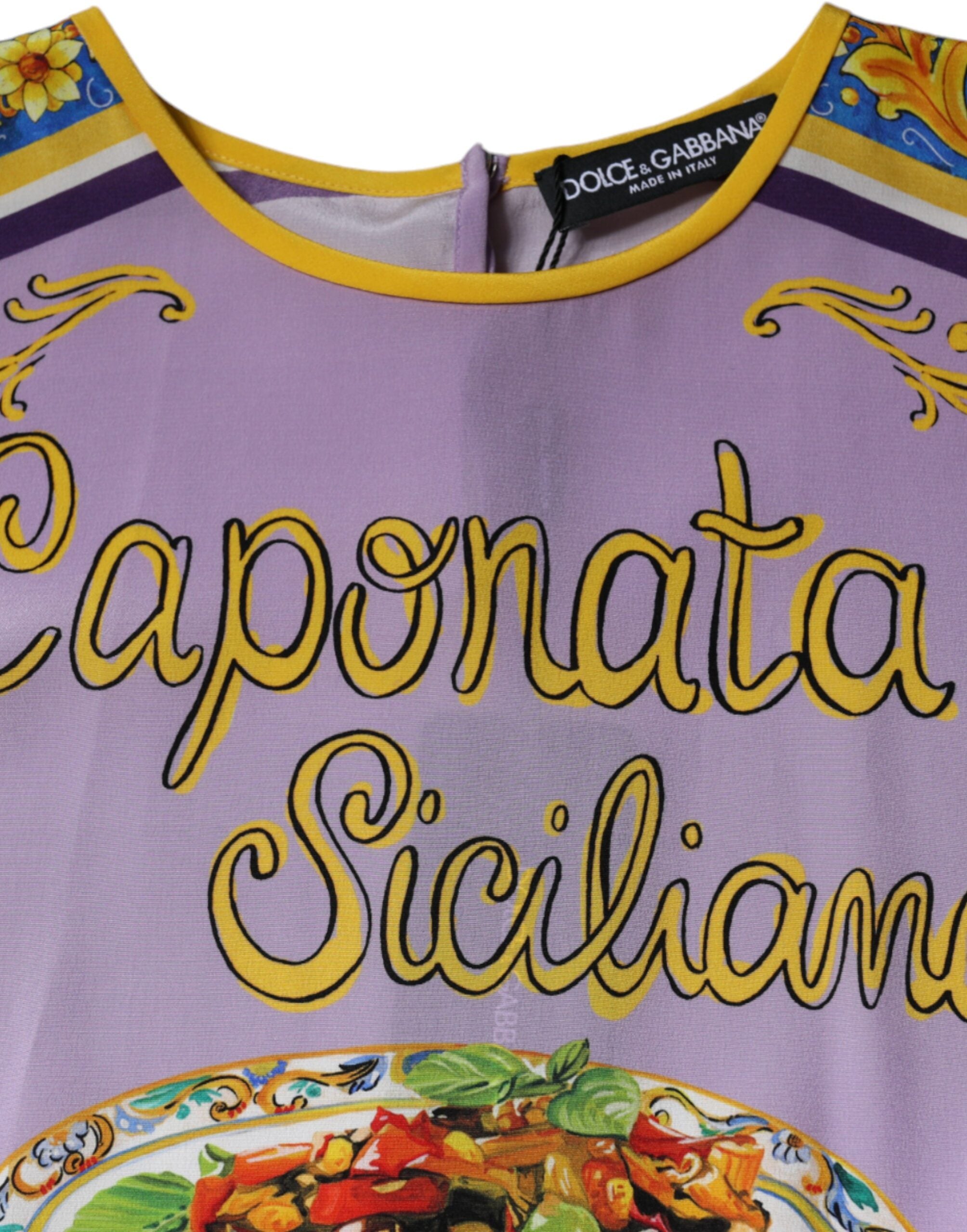 Потник Dolce & Gabbana Purple Silk Caponata Siciliana Print