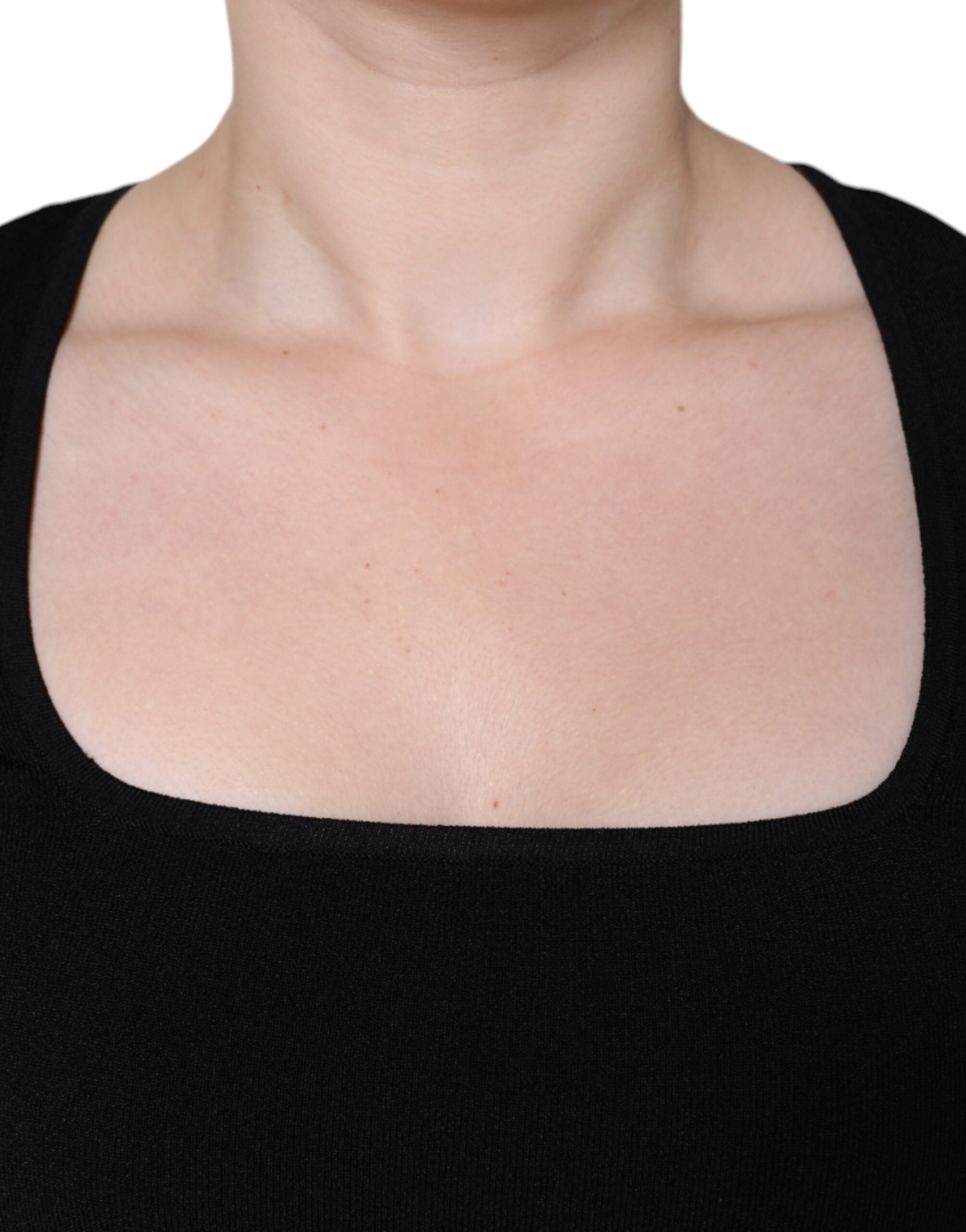 Черна блуза с дълги ръкави Dolce & Gabbana с квадратно деколте