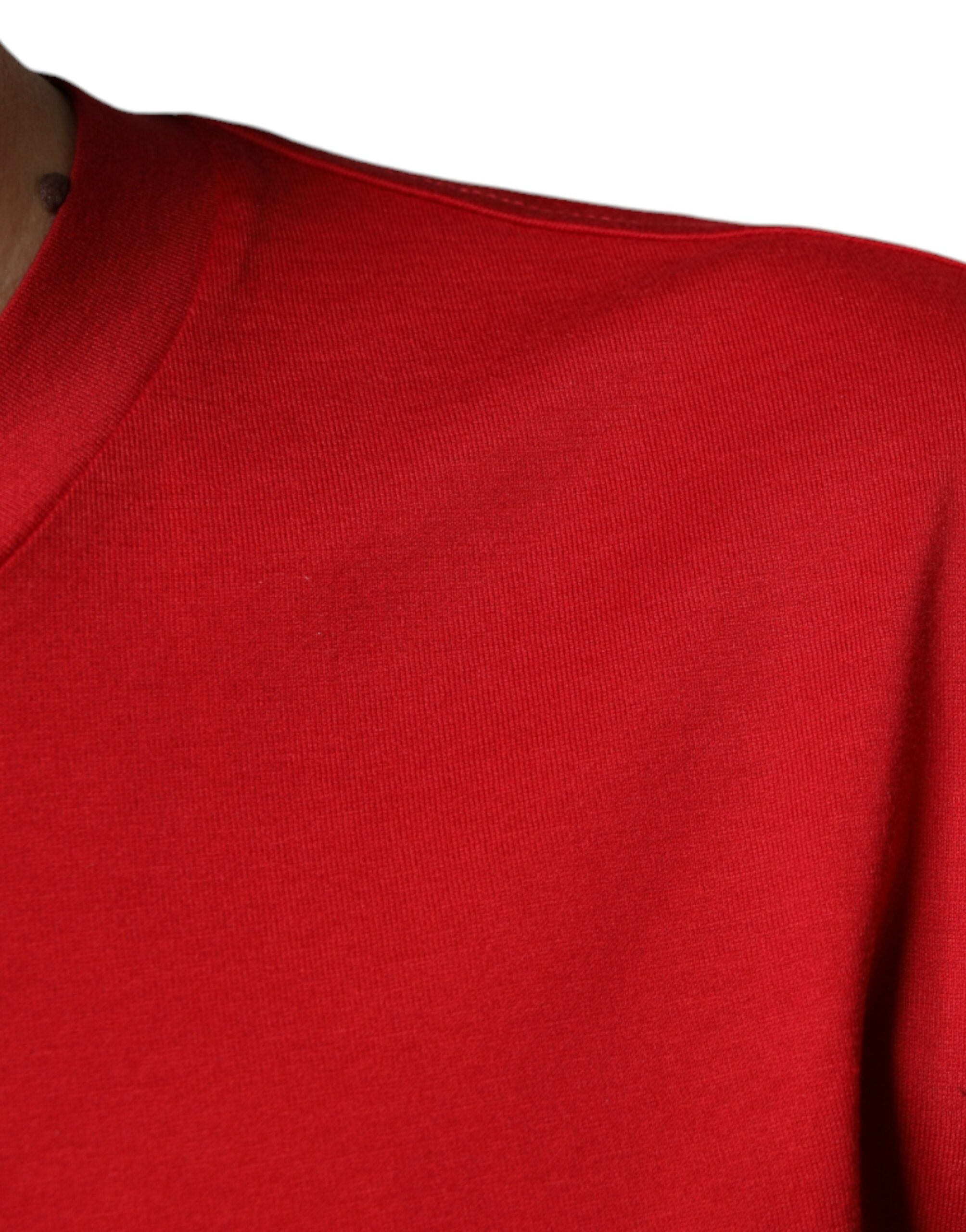 Dolce & Gabbana Red Cotton DG тениска с принт с кръгло деколте