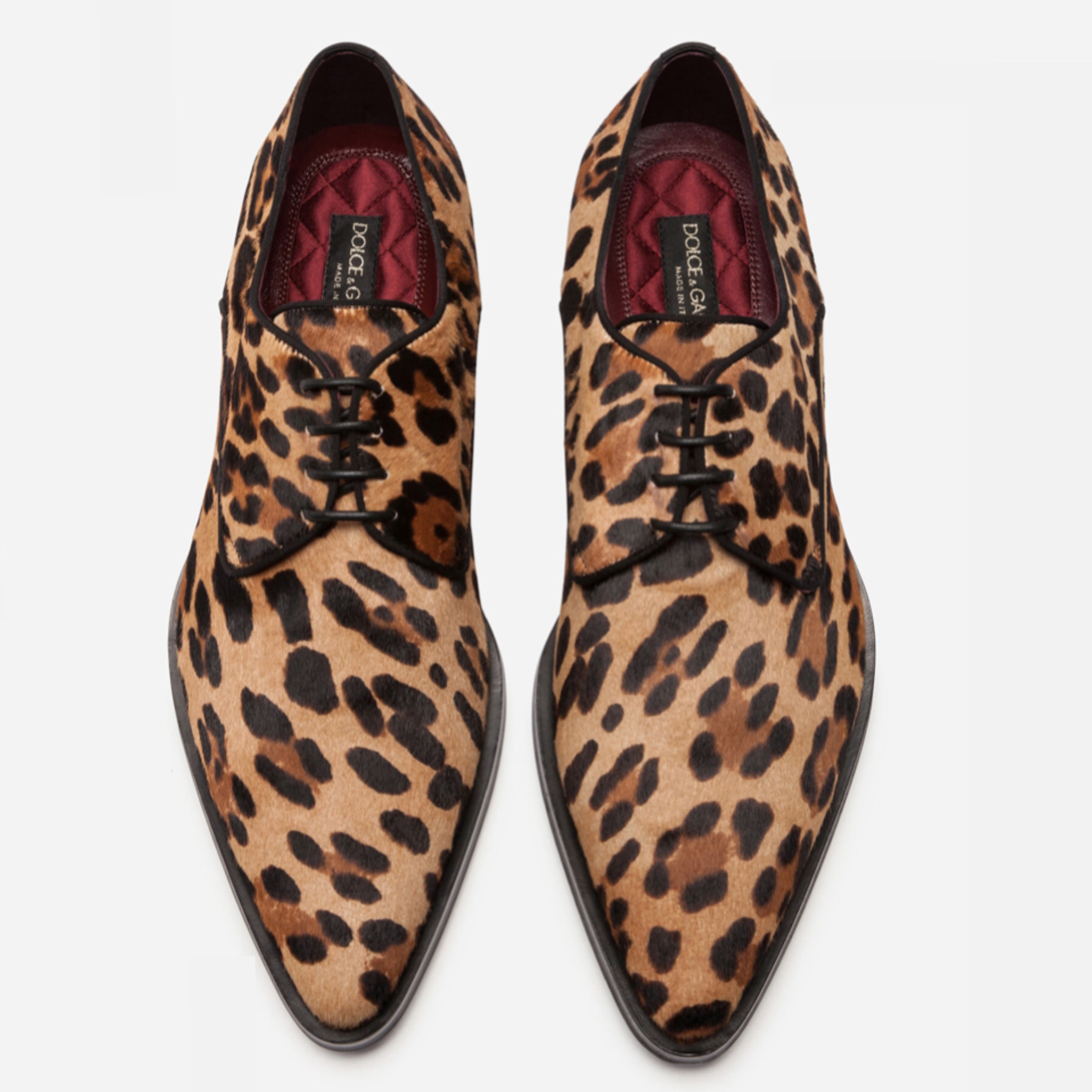 Мъжки официални обувки с леопардов десен DOLCE & GABBANA Men’s Luxury Leopard Men Formal Shoes