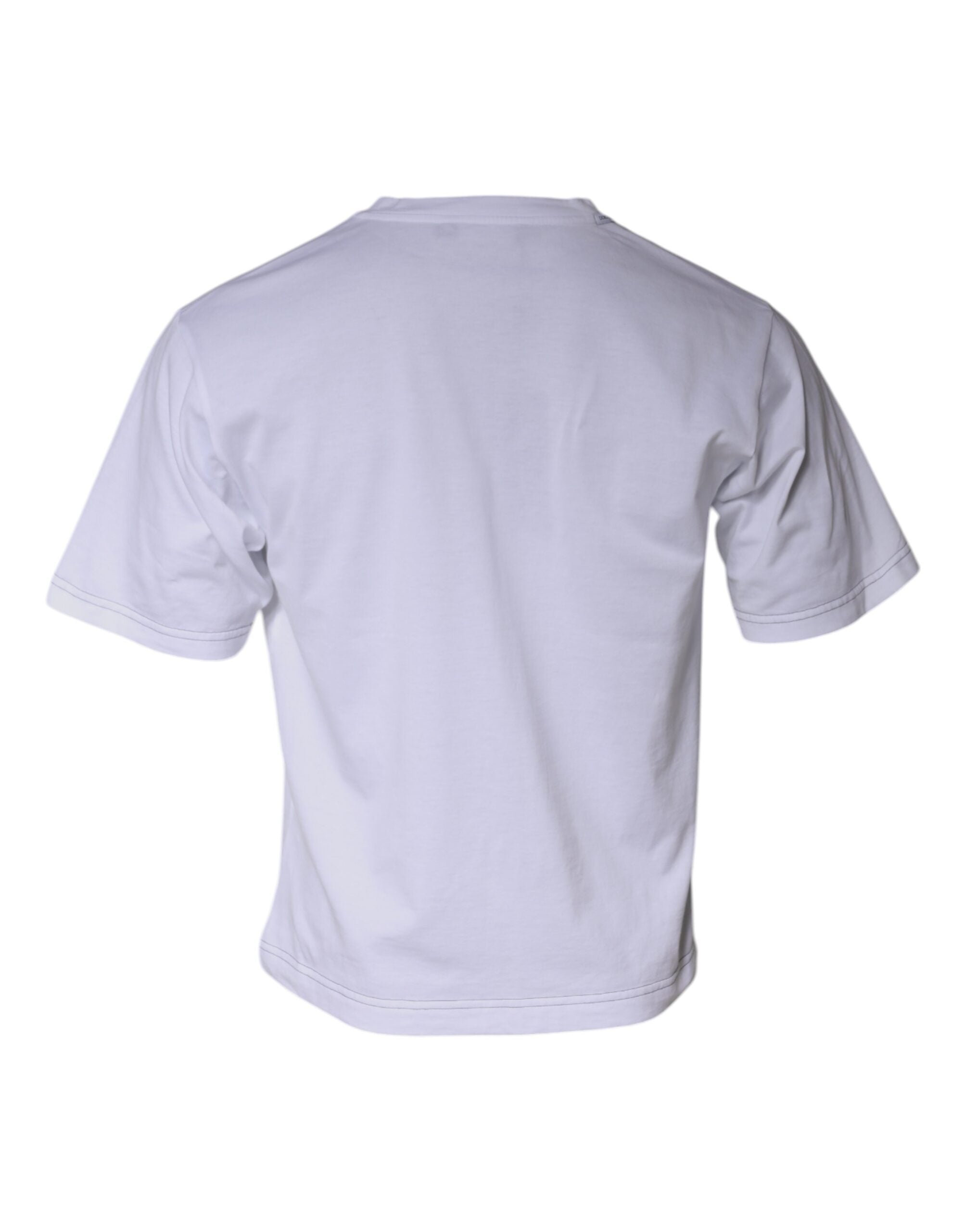 Dolce & Gabbana Бяла памучна тениска с къси ръкави с лого DG