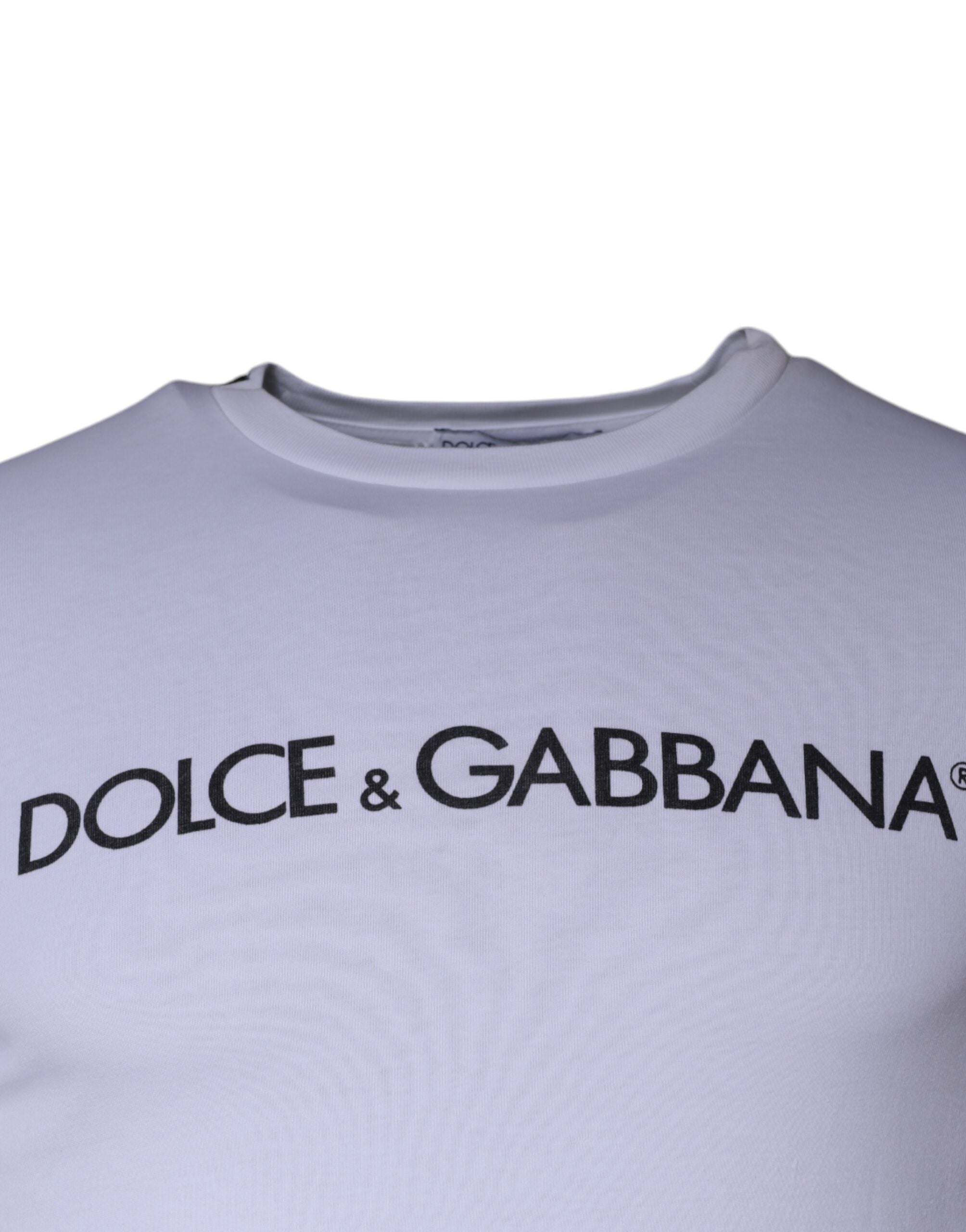 Памучна тениска с кръгло деколте с принт на бяло лого Dolce & Gabbana