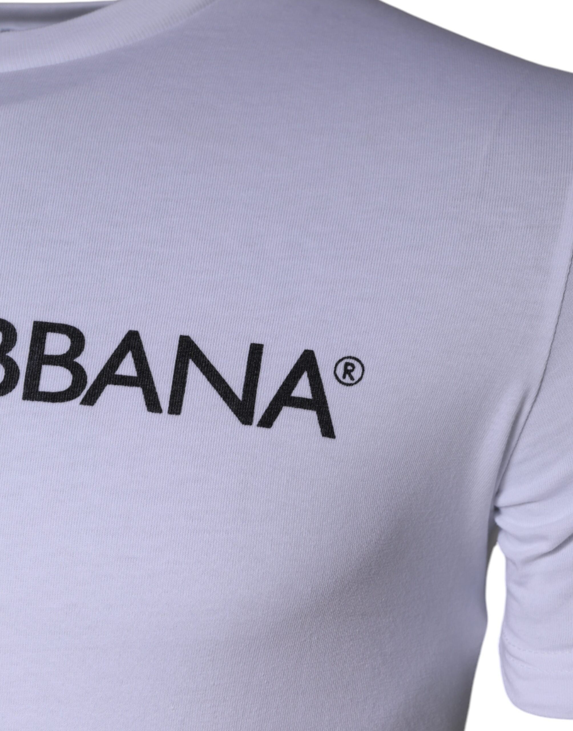 Памучна тениска с кръгло деколте с принт на бяло лого Dolce & Gabbana