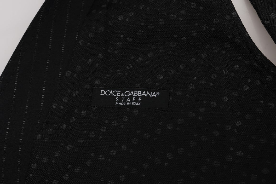 Елегантна мъжка жилетка на сиво райе Dolce & Gabbana