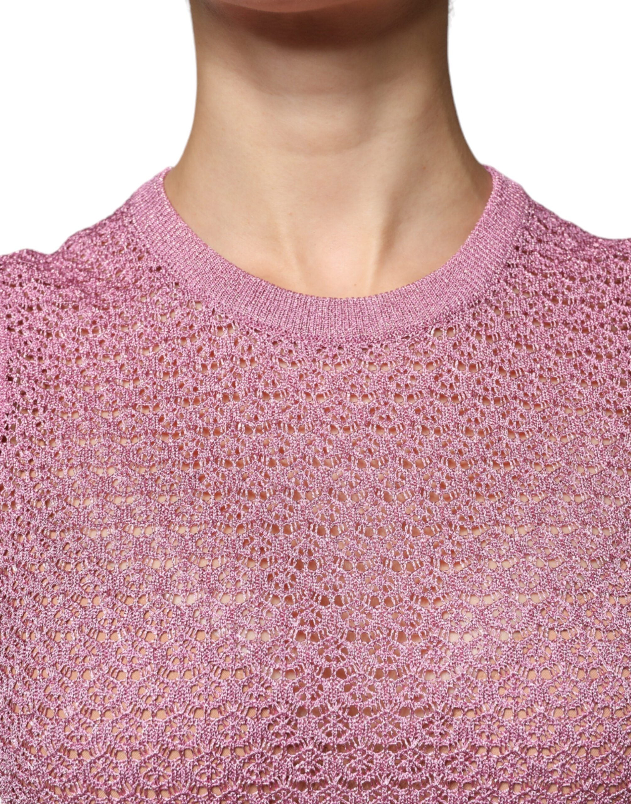 Dolce & Gabbana Pink Mesh See Through Потник без ръкави