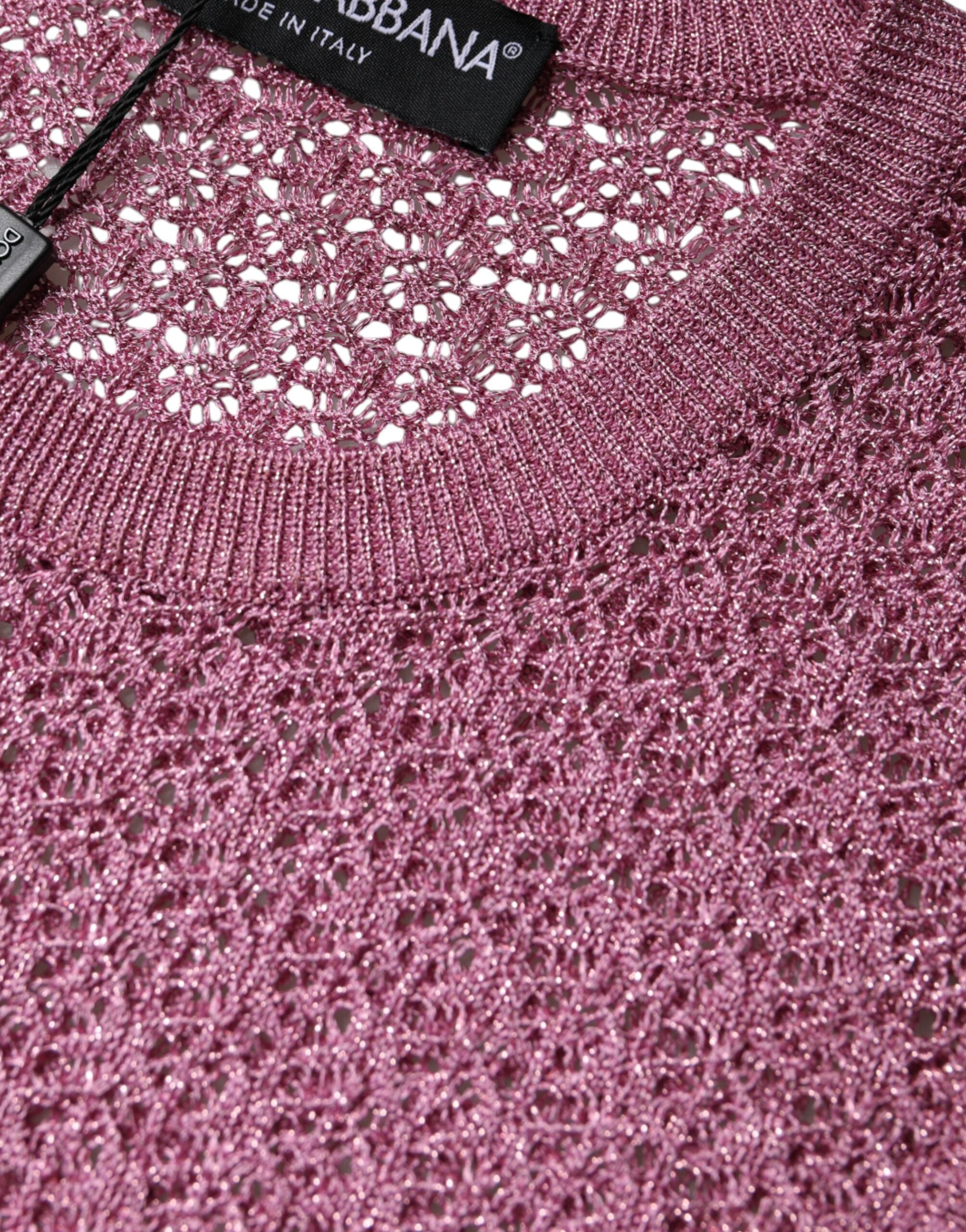 Dolce & Gabbana Pink Mesh See Through Потник без ръкави