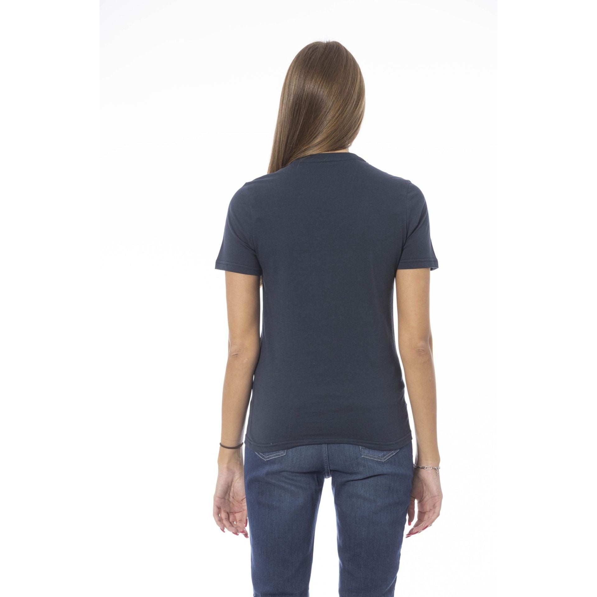 Дамска памучна тениска в тъмносиньо Women’s t-shirt Baldinini Trend
TSD07 MANTOVA BLU1-4 back view