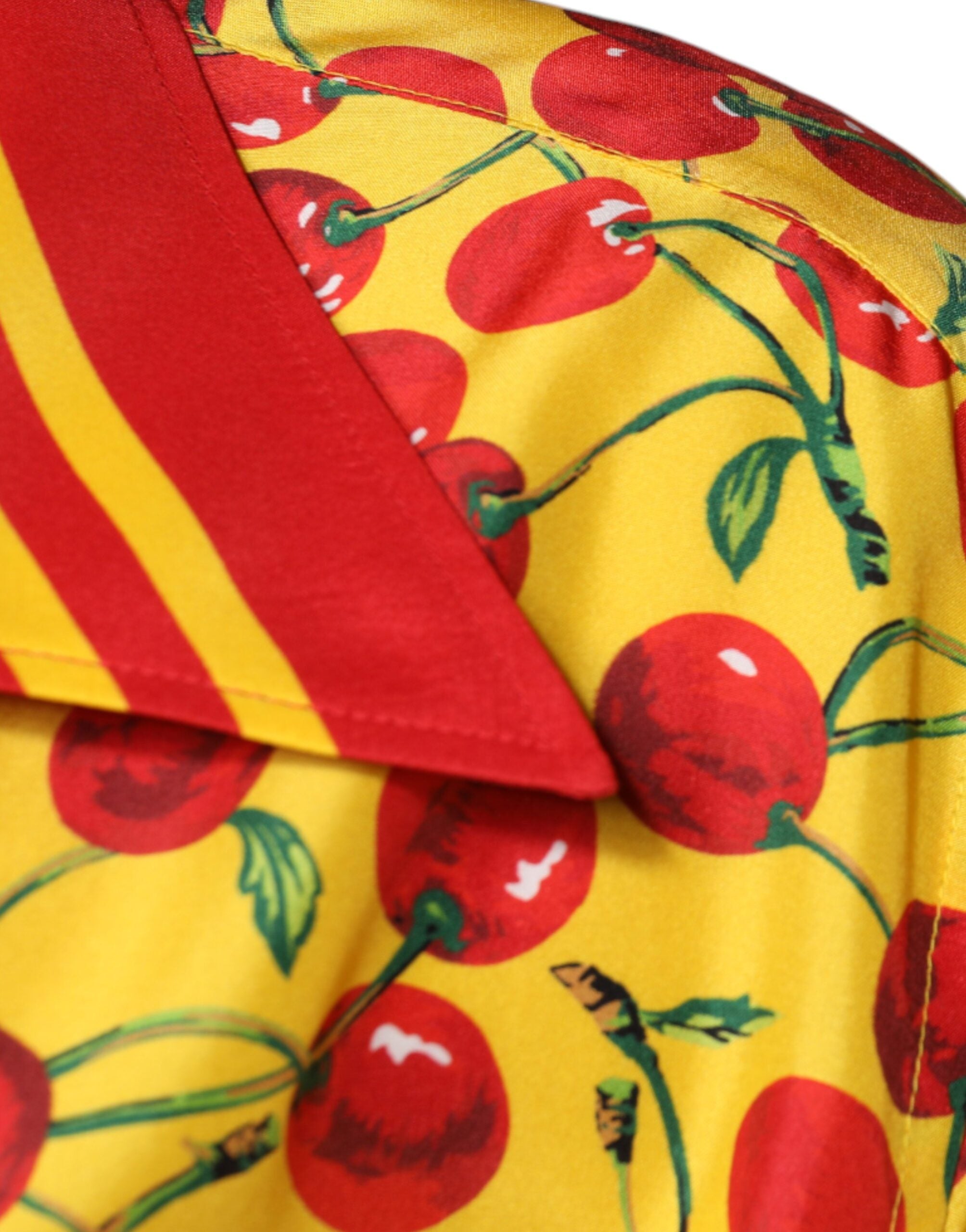 Dolce & Gabbana Ежедневна копринена риза с жълто черешово копче