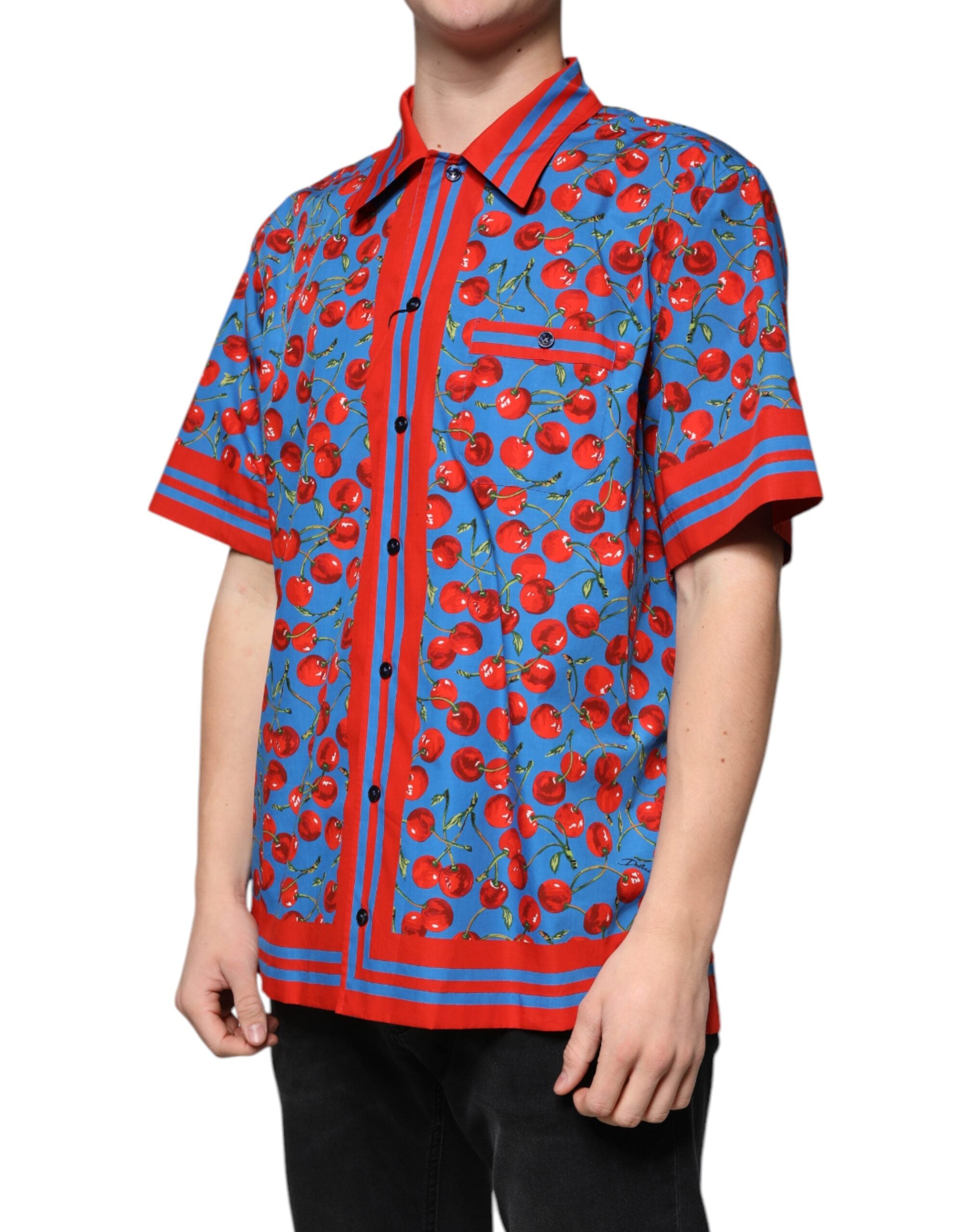 Dolce & Gabbana Blue Cherry памучна ежедневна риза с копчета