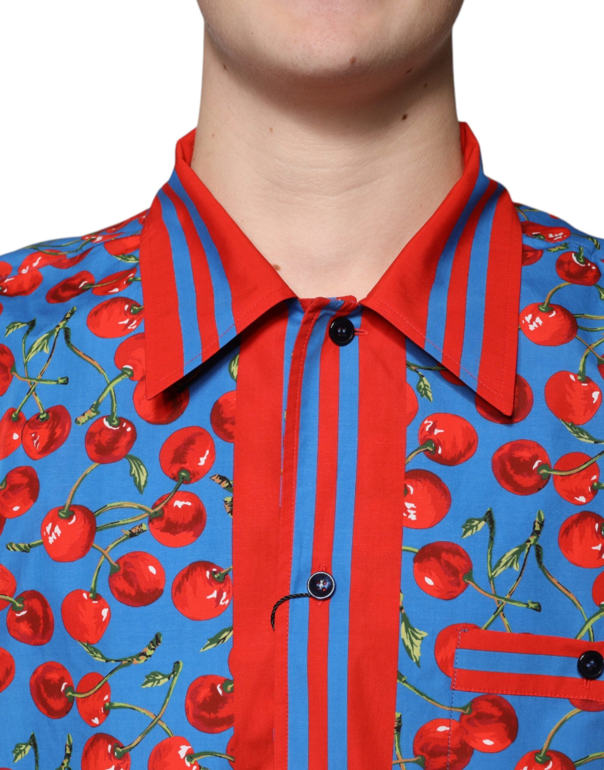 Dolce & Gabbana Blue Cherry памучна ежедневна риза с копчета
