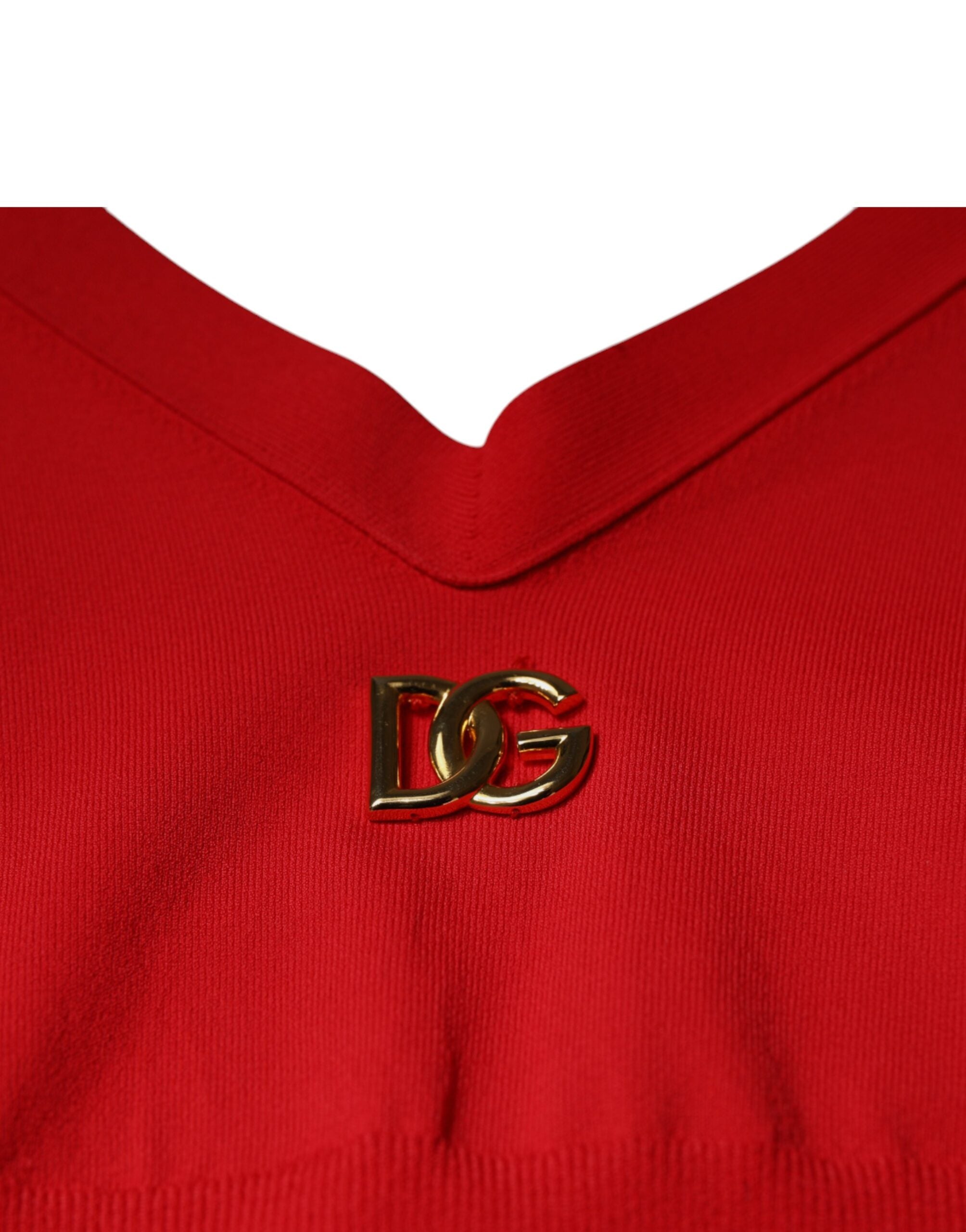 Червен потник от вискоза без ръкави Dolce & Gabbana