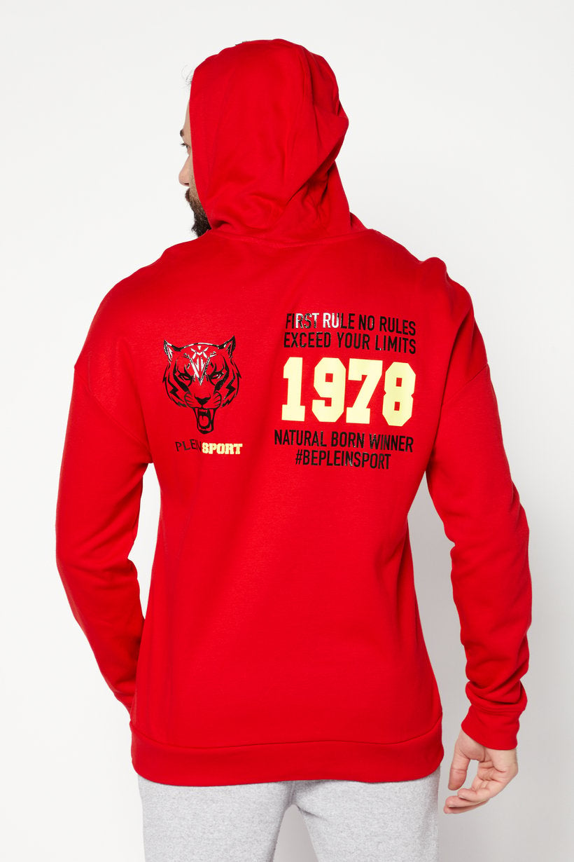 Мъжки суитчър худи с качулка в червено Plein Sport FIPSC131752