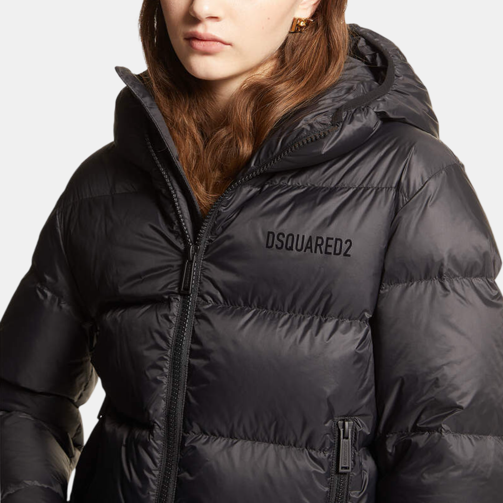 Дамско черно яке Dsquared2 Puff Women Jacket Close-Up