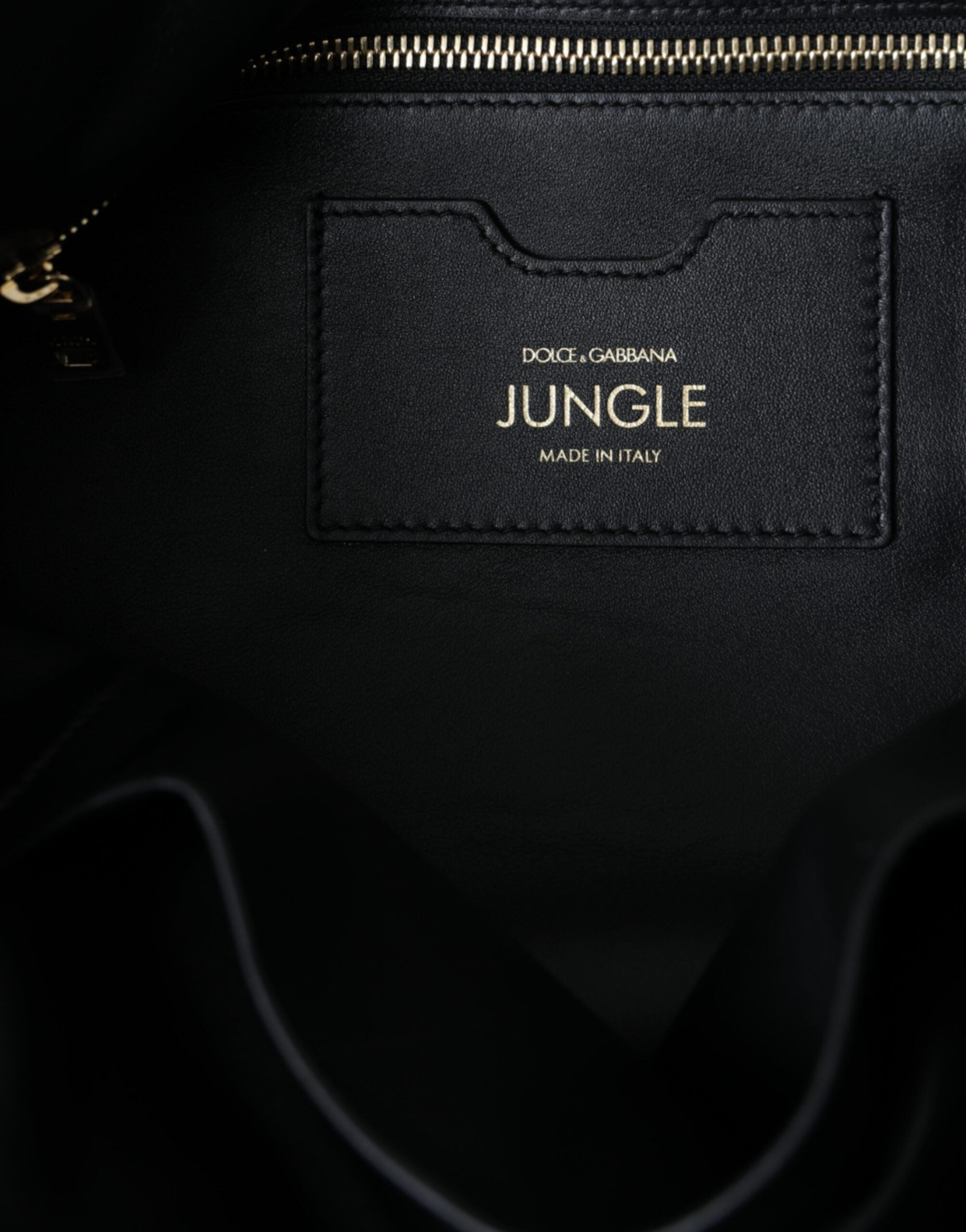 Дамска чанта Dolce & Gabbana Black Leather JUNGLE Quilted Shopping Tote Bag в черно