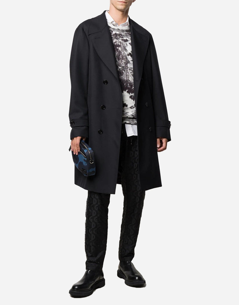 Мъжки луксозен черен тренчкот DOLCE & GABBANA Men’s Black Double Breasted Trench Coat