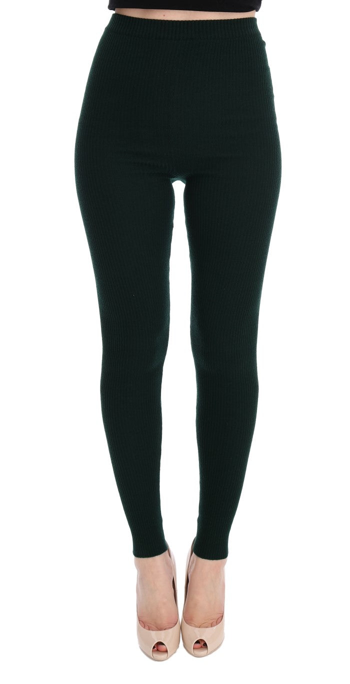 Dolce & Gabbana Elegant High Waist Green Wool Tights
