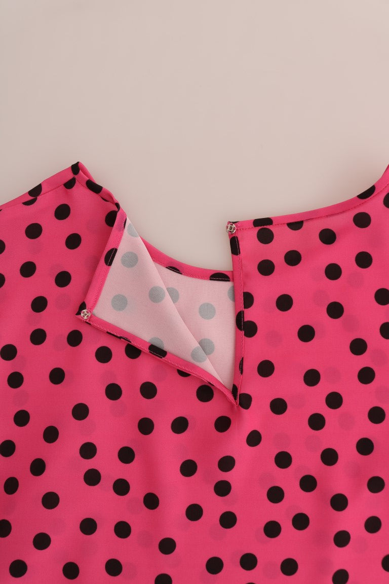 Копринена блуза на точки Dolce & Gabbana Chic Pink Polka