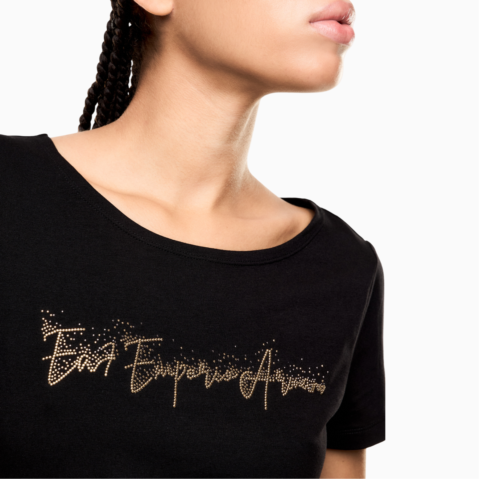 Дамска черна тениска EA7 Emporio Armani Women T-shirt 7W000978 AF10373 UC001 Close-Up