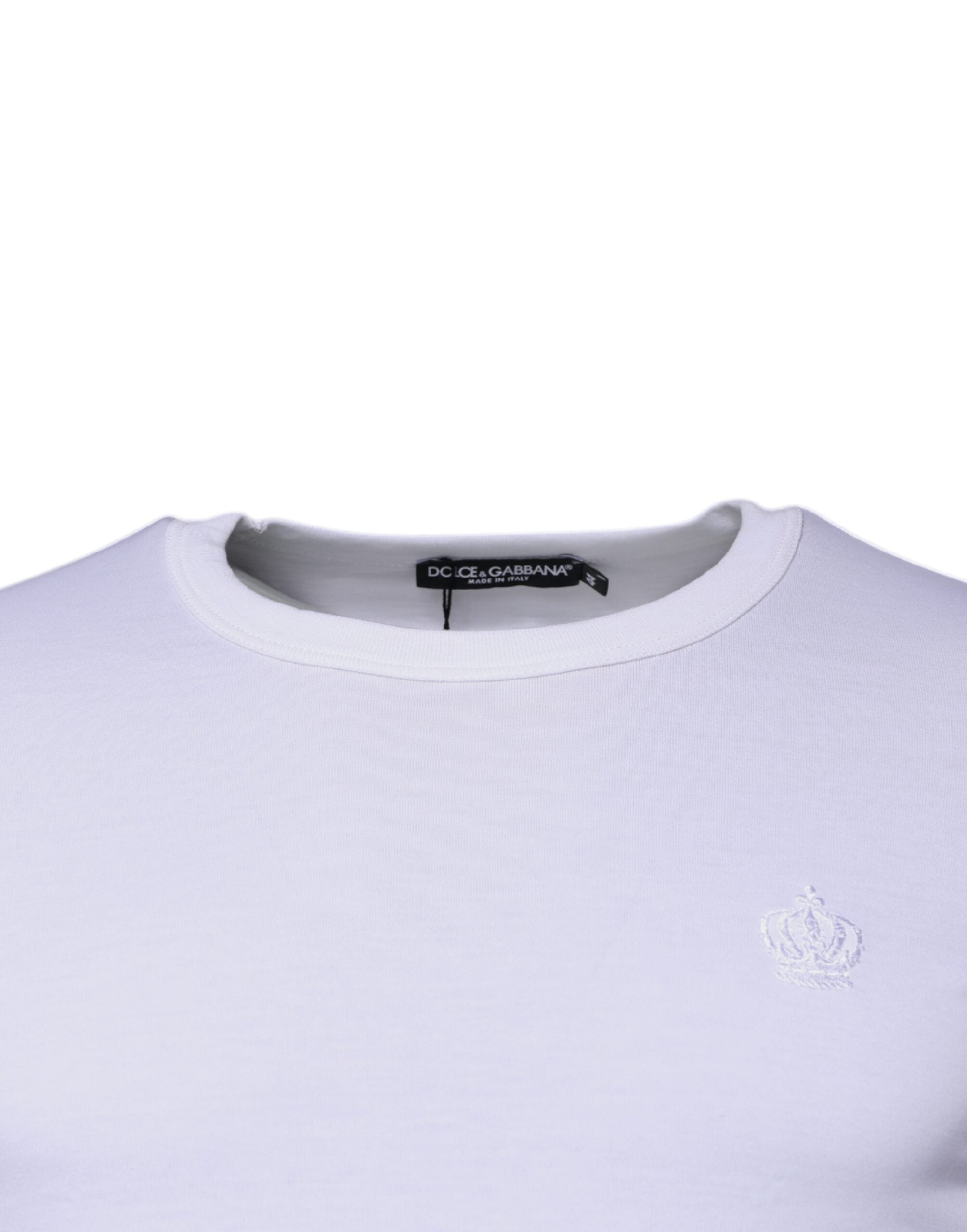 Памучен пуловер с бяла корона с кръгло деколте Dolce & Gabbana