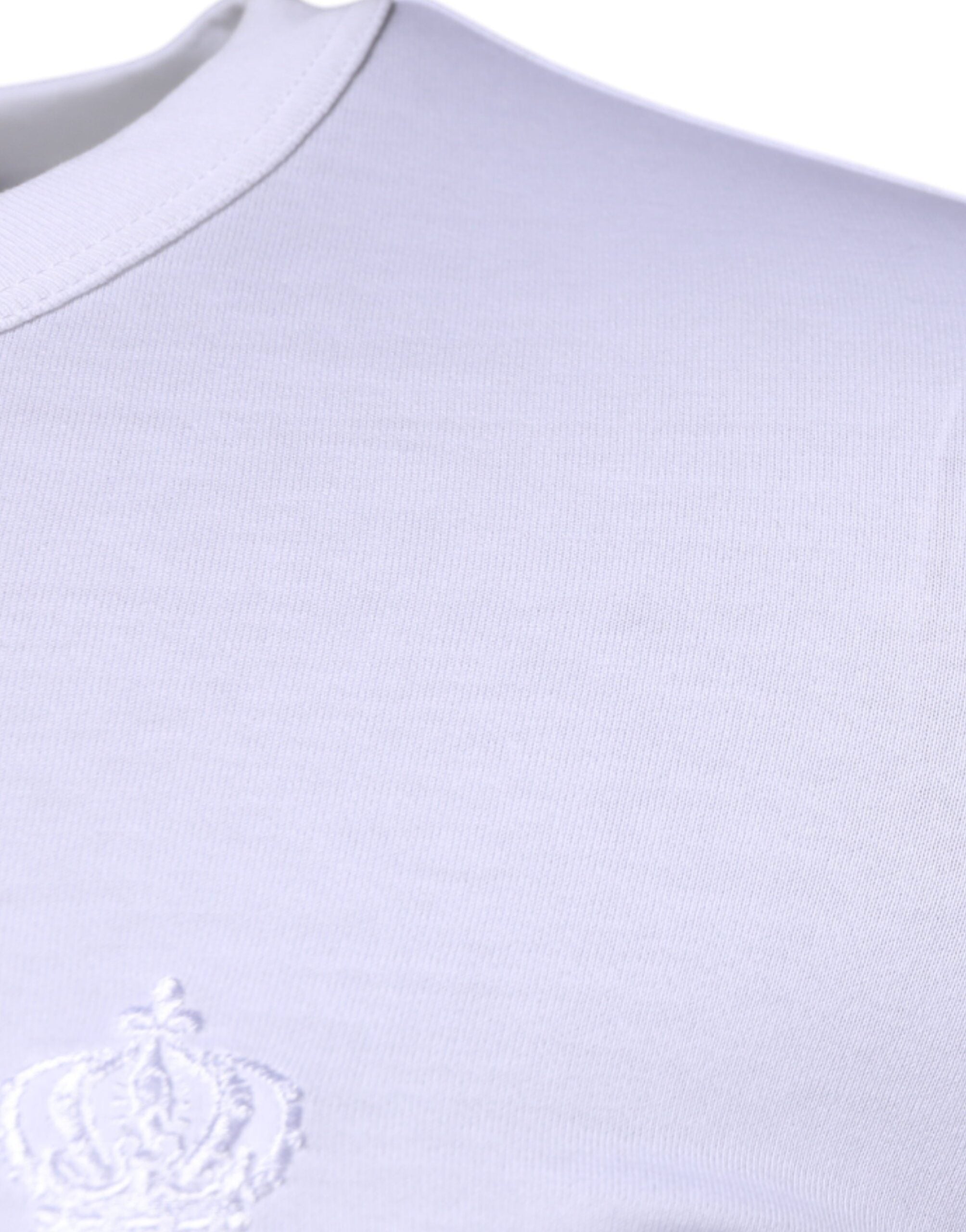 Памучен пуловер с бяла корона с кръгло деколте Dolce & Gabbana