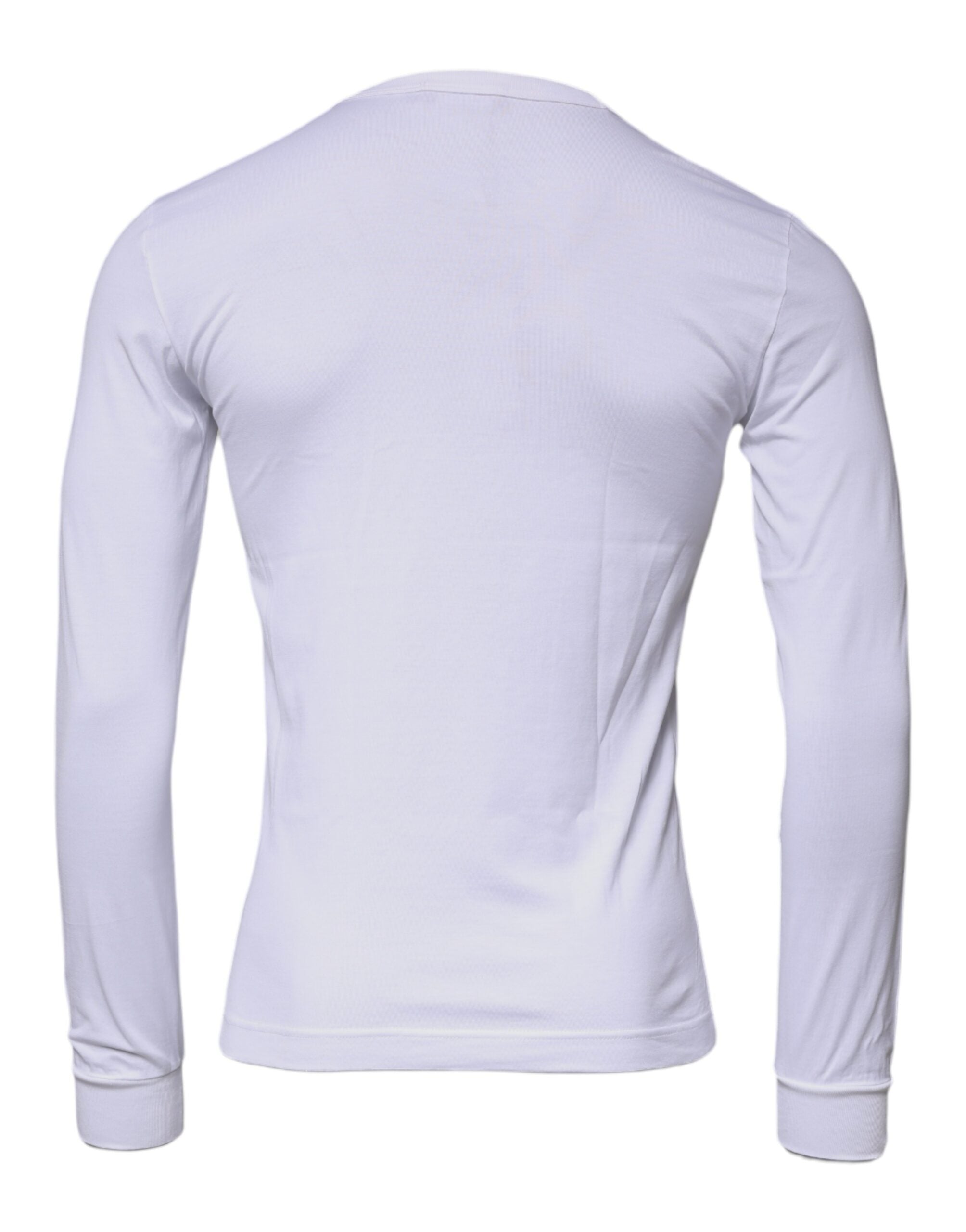 Памучен пуловер с бяла корона с кръгло деколте Dolce & Gabbana